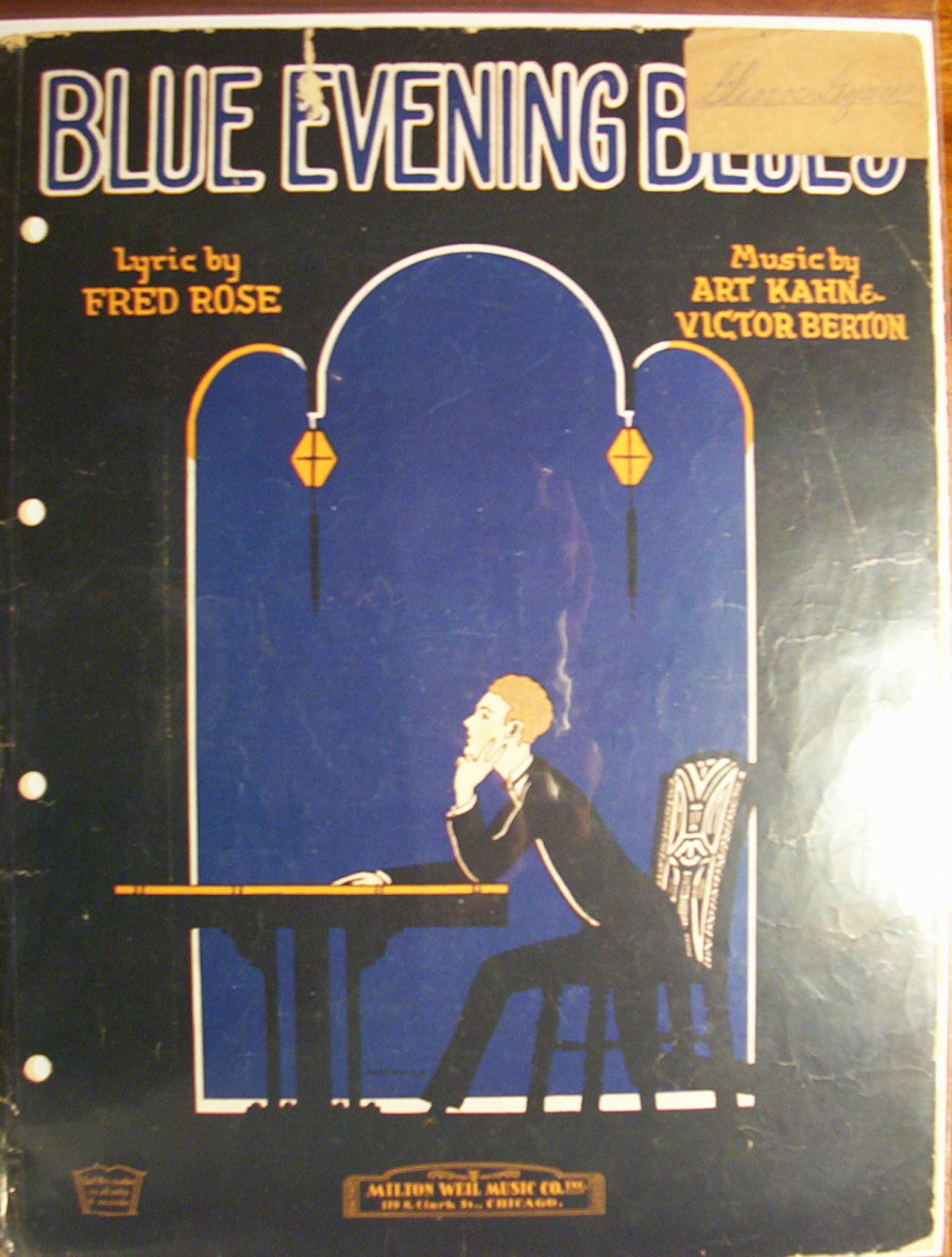 Sheet Music For 1924 Blue Evening Blues