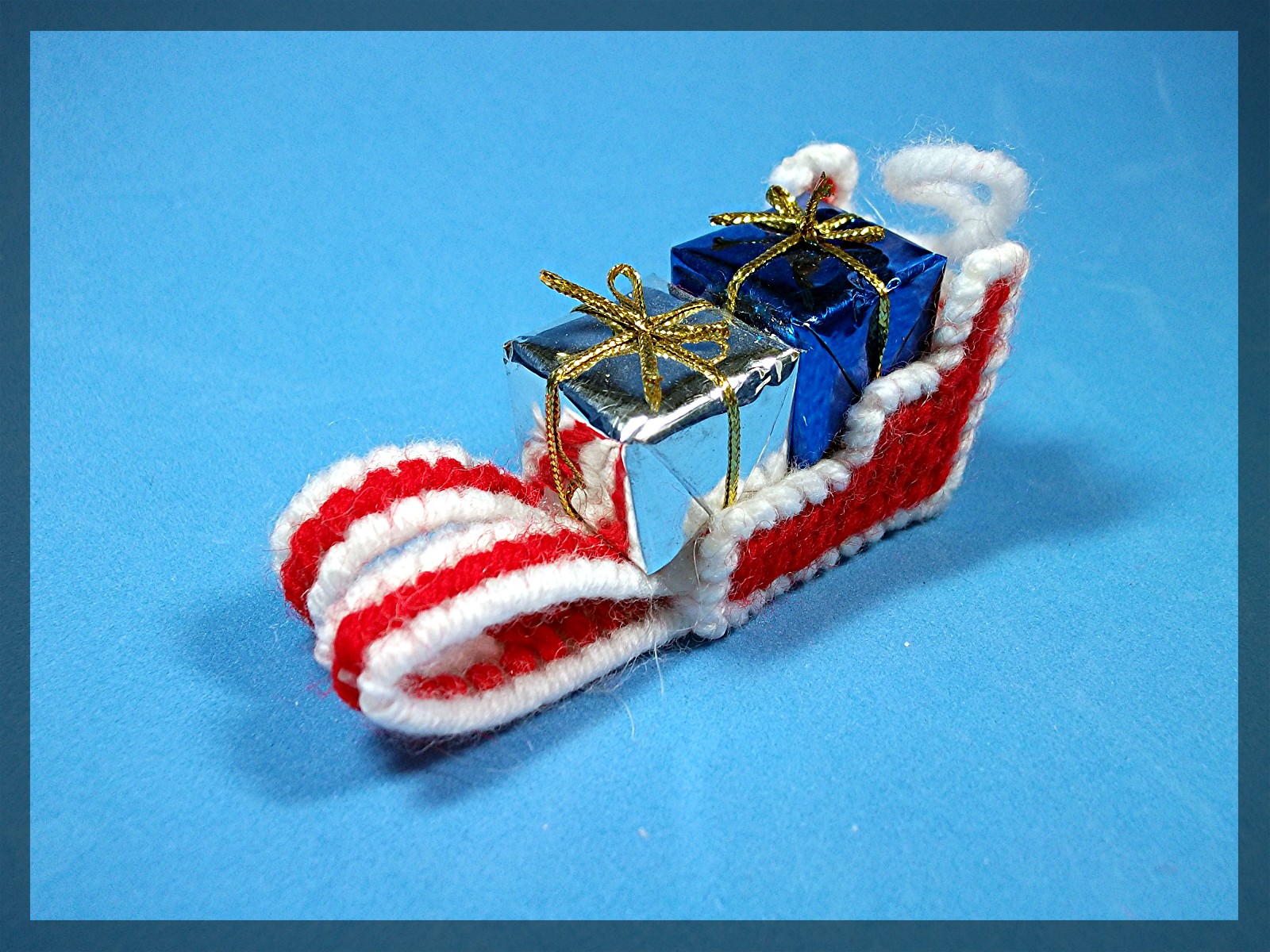 Christmas tree ornament hand made sleigh