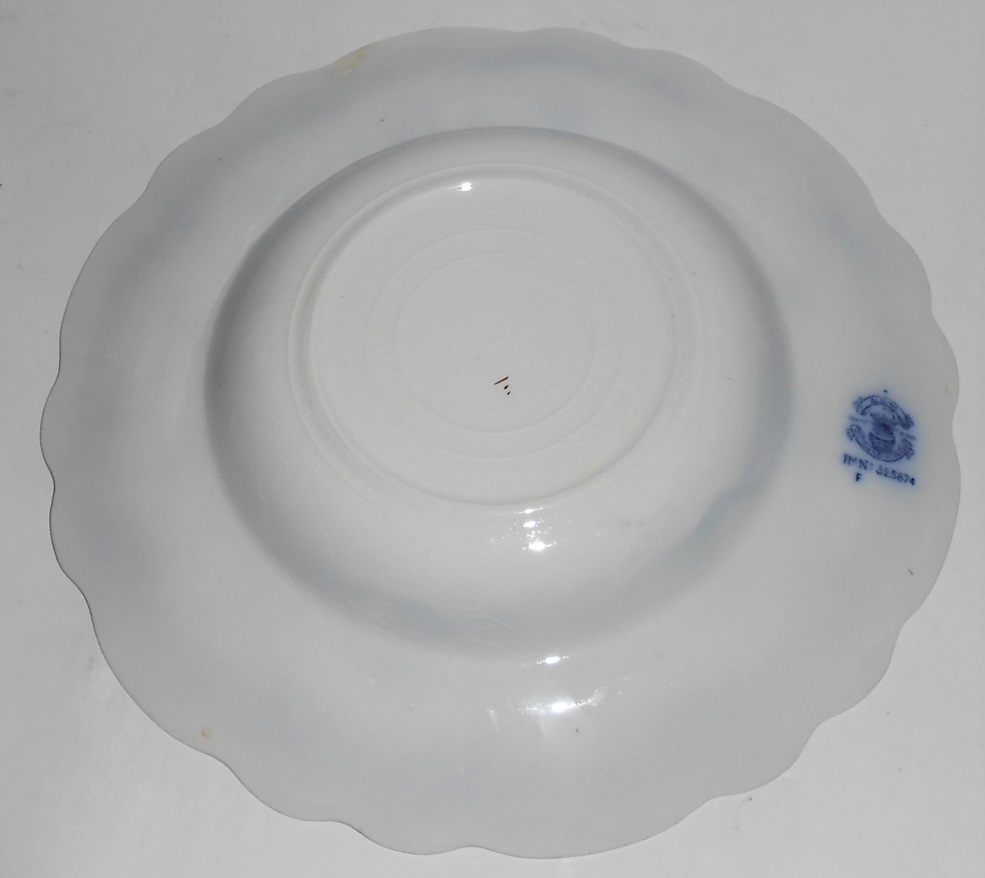 W.H. Grindley Flow Blue China Aldine Rimmed Soup Bowl #