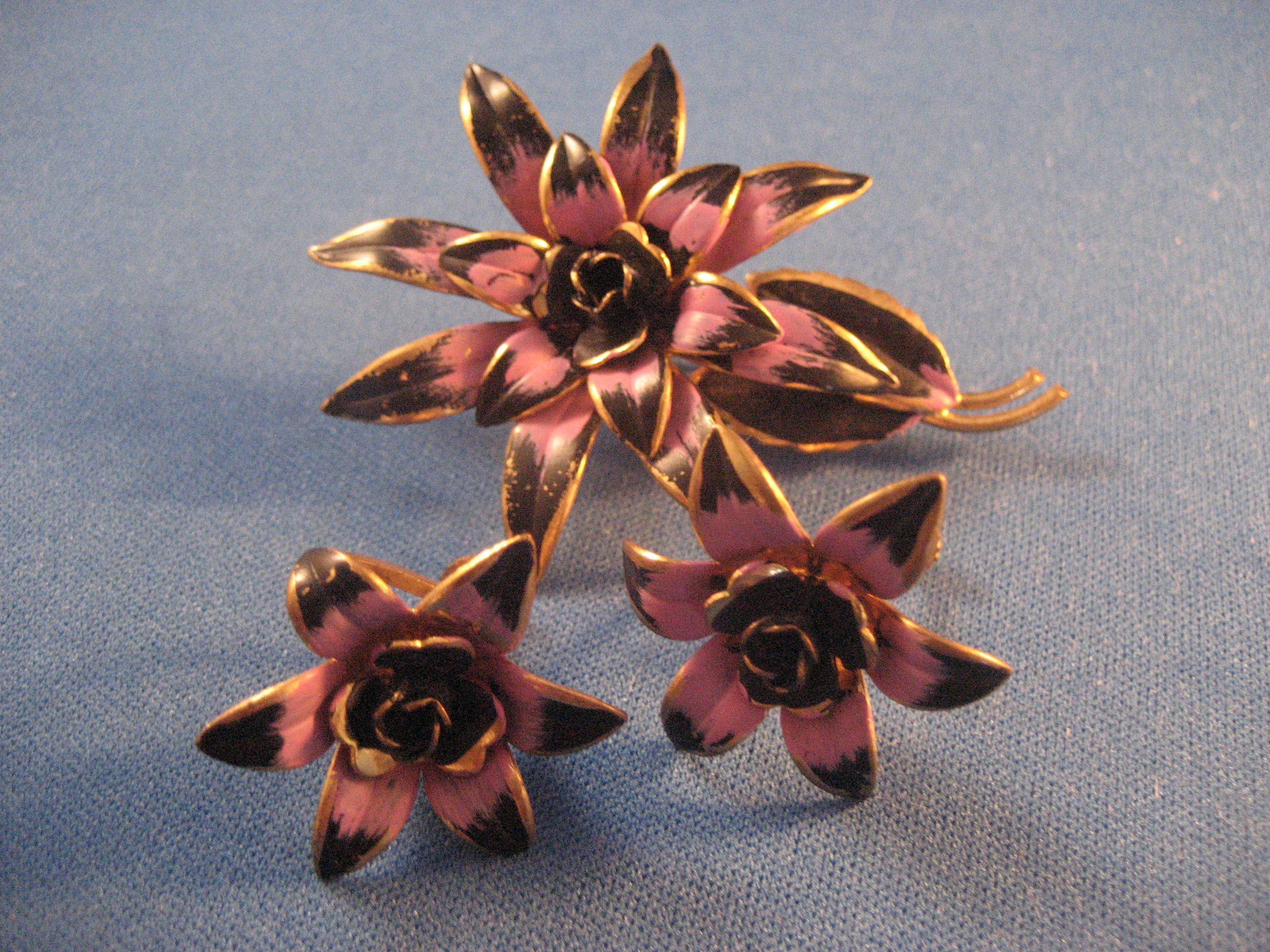 Austrian Flower Brooch and Earrings