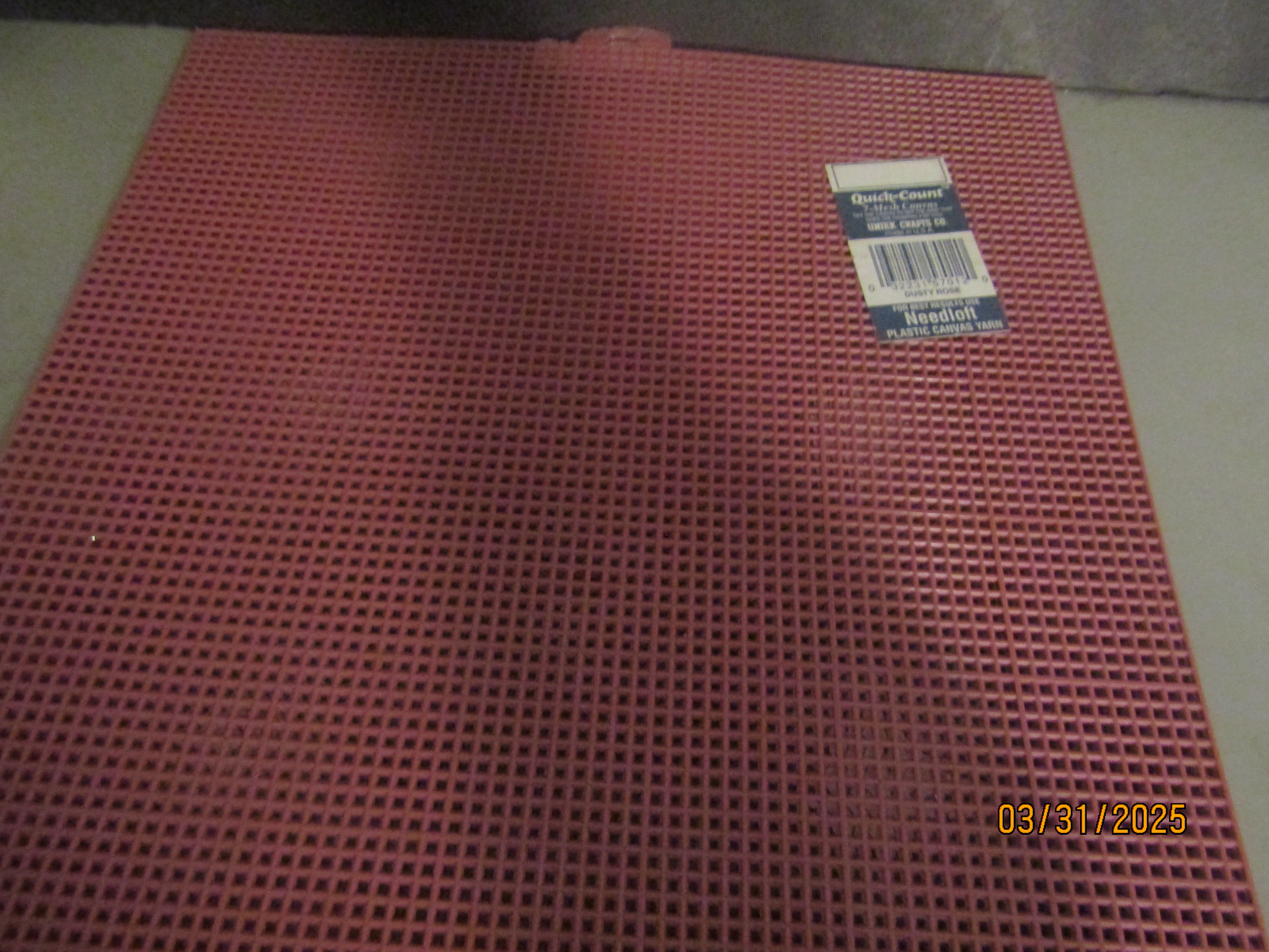 Vintage Quick-Count Dusty Rose Plastic Canvas Sheet