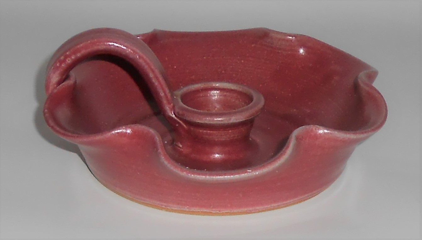 Raven Pottery Seagrove NC Dusty Rose Candlestick Holder
