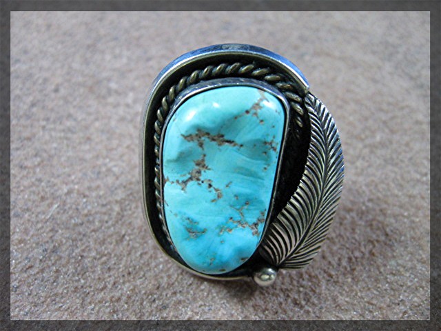 Native American Sterling Silver Turquoise Ring 70s