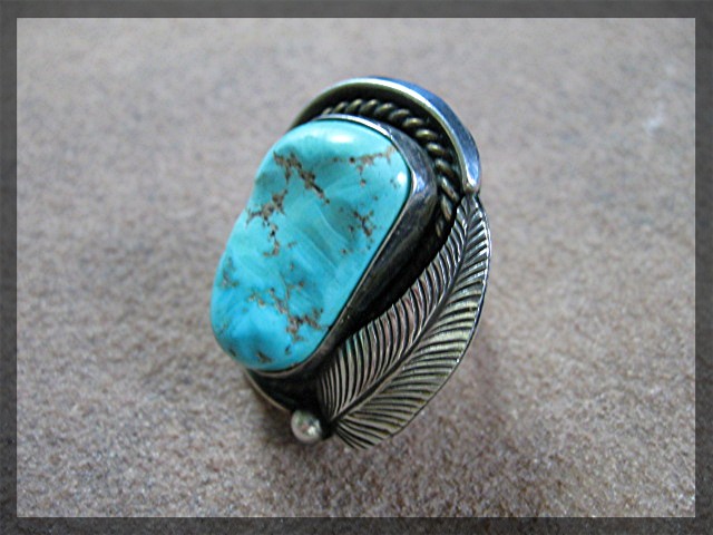 Native American Sterling Silver Turquoise Ring 70s