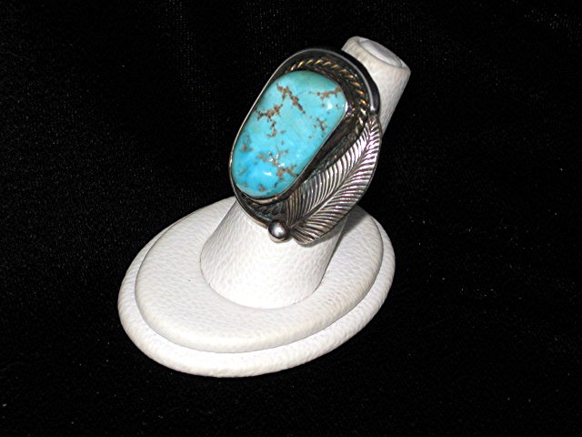 Native American Sterling Silver Turquoise Ring 70s