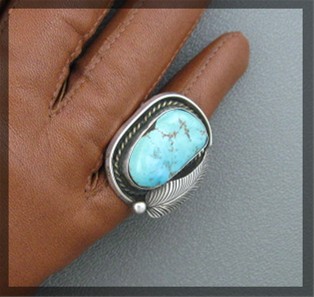 Native American Sterling Silver Turquoise Ring 70s