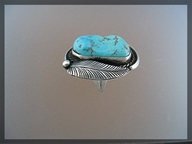 Native American Sterling Silver Turquoise Ring 70s