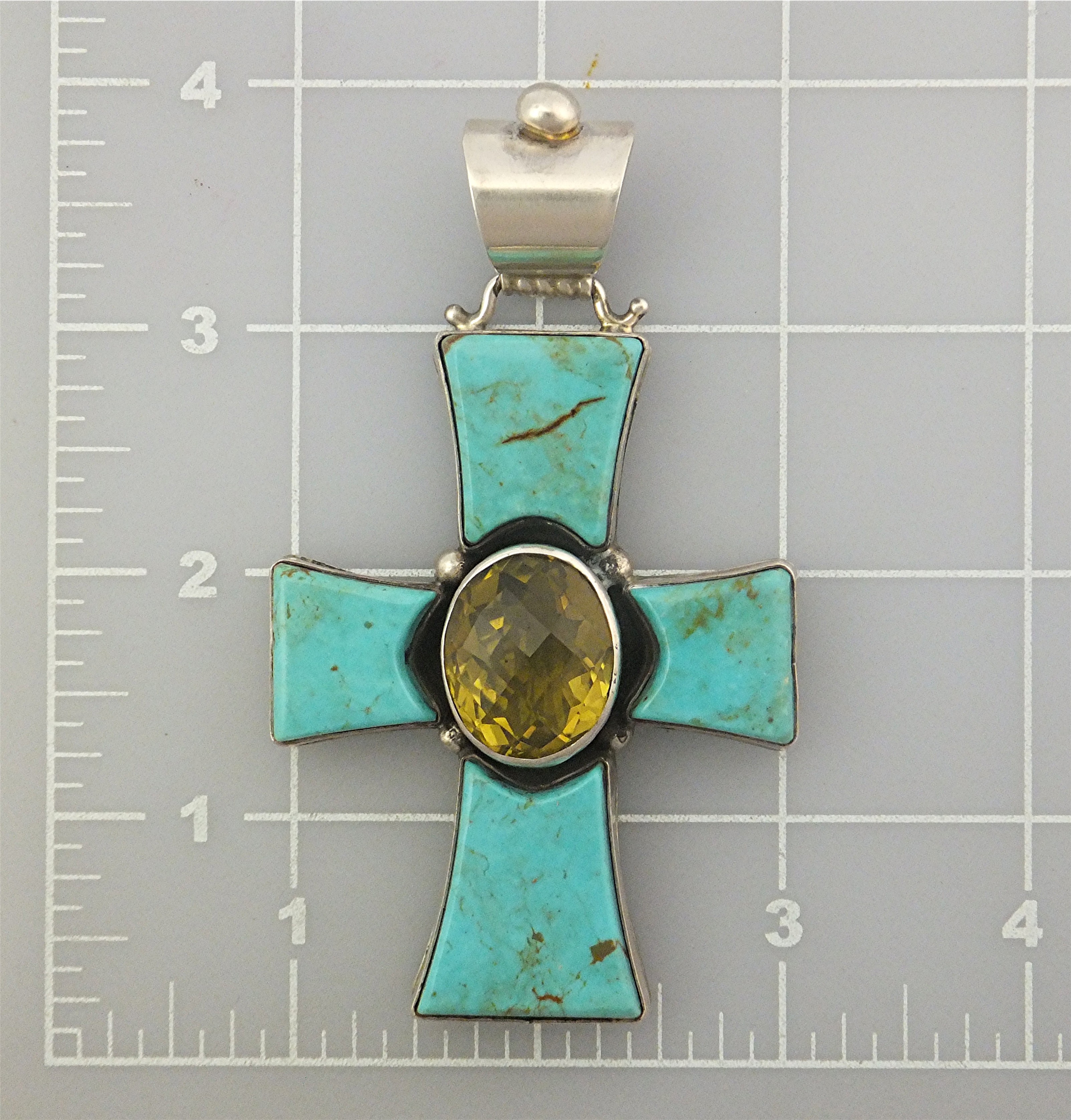 David Troutman  Turquoise Citrine Sterling Silver Pend