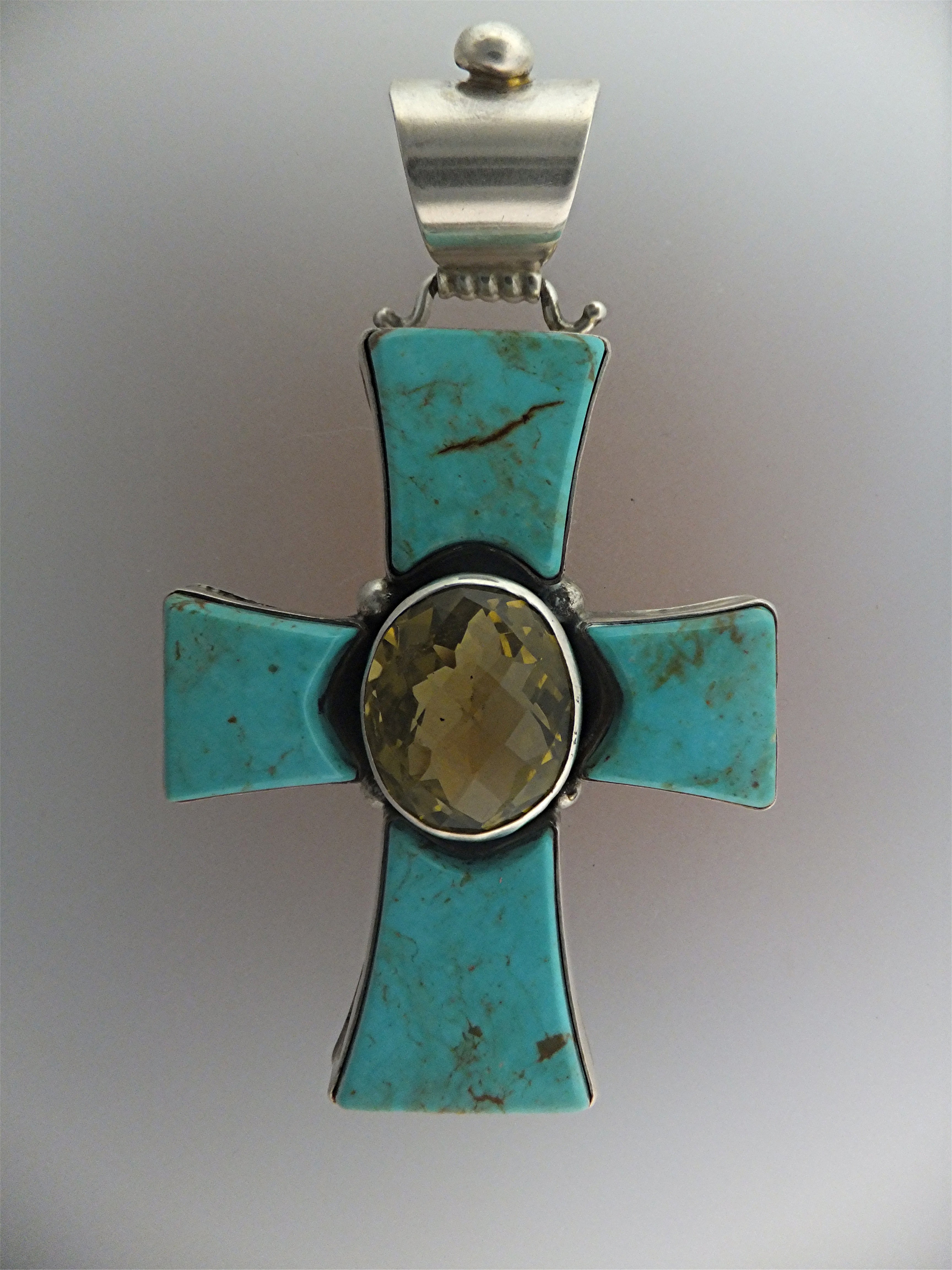 David Troutman  Turquoise Citrine Sterling Silver Pend