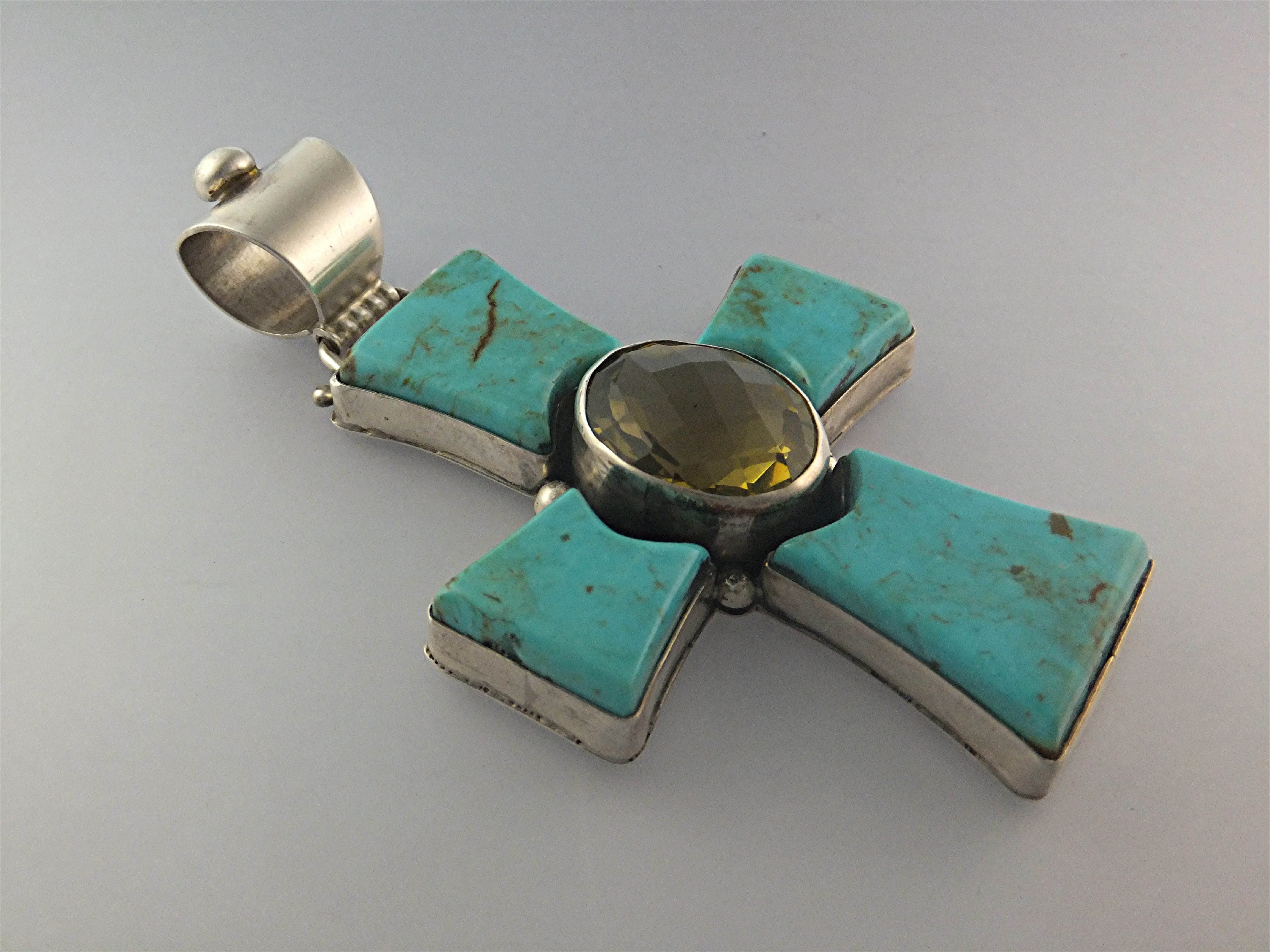 David Troutman  Turquoise Citrine Sterling Silver Pend