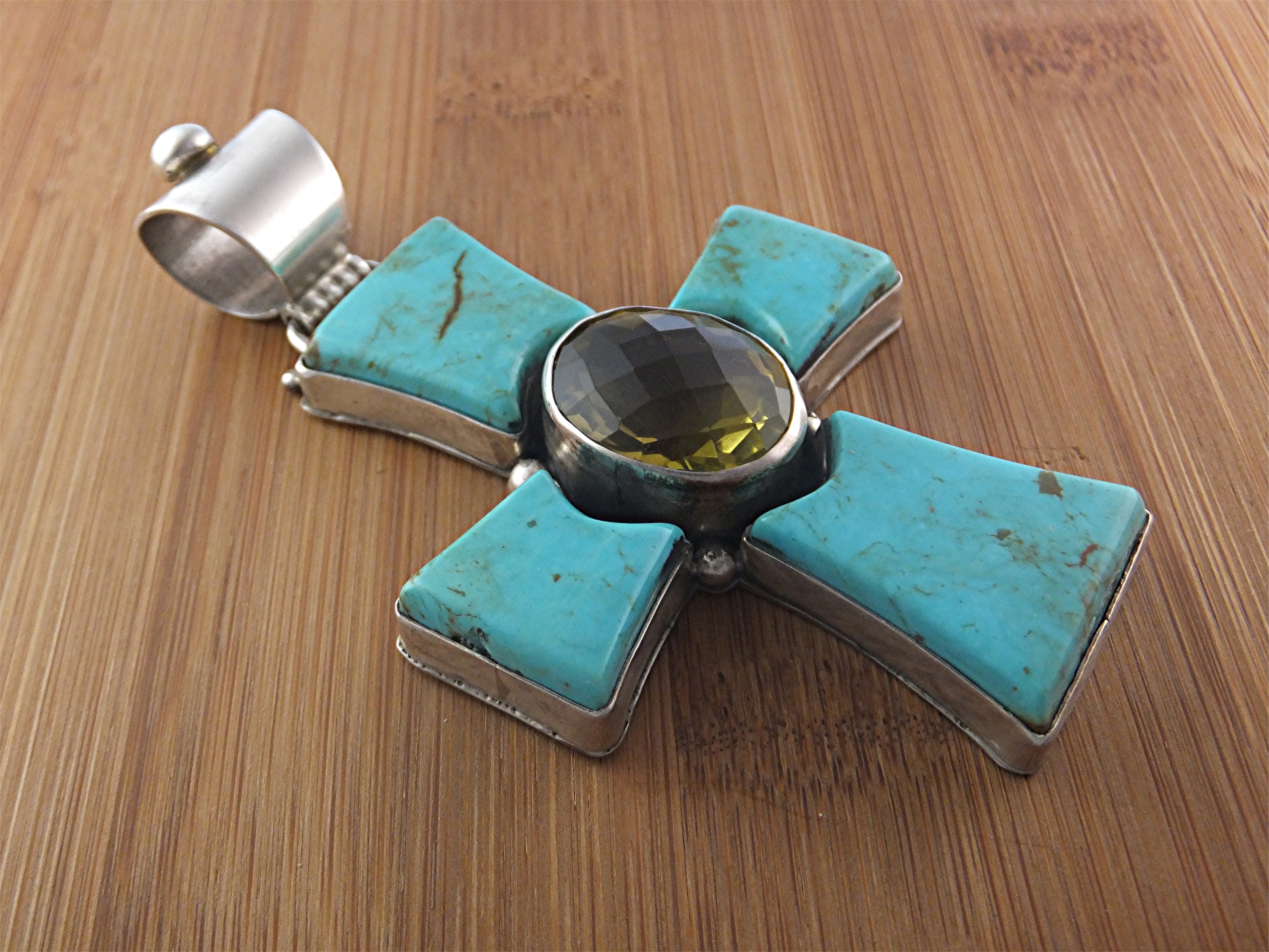 David Troutman  Turquoise Citrine Sterling Silver Pend