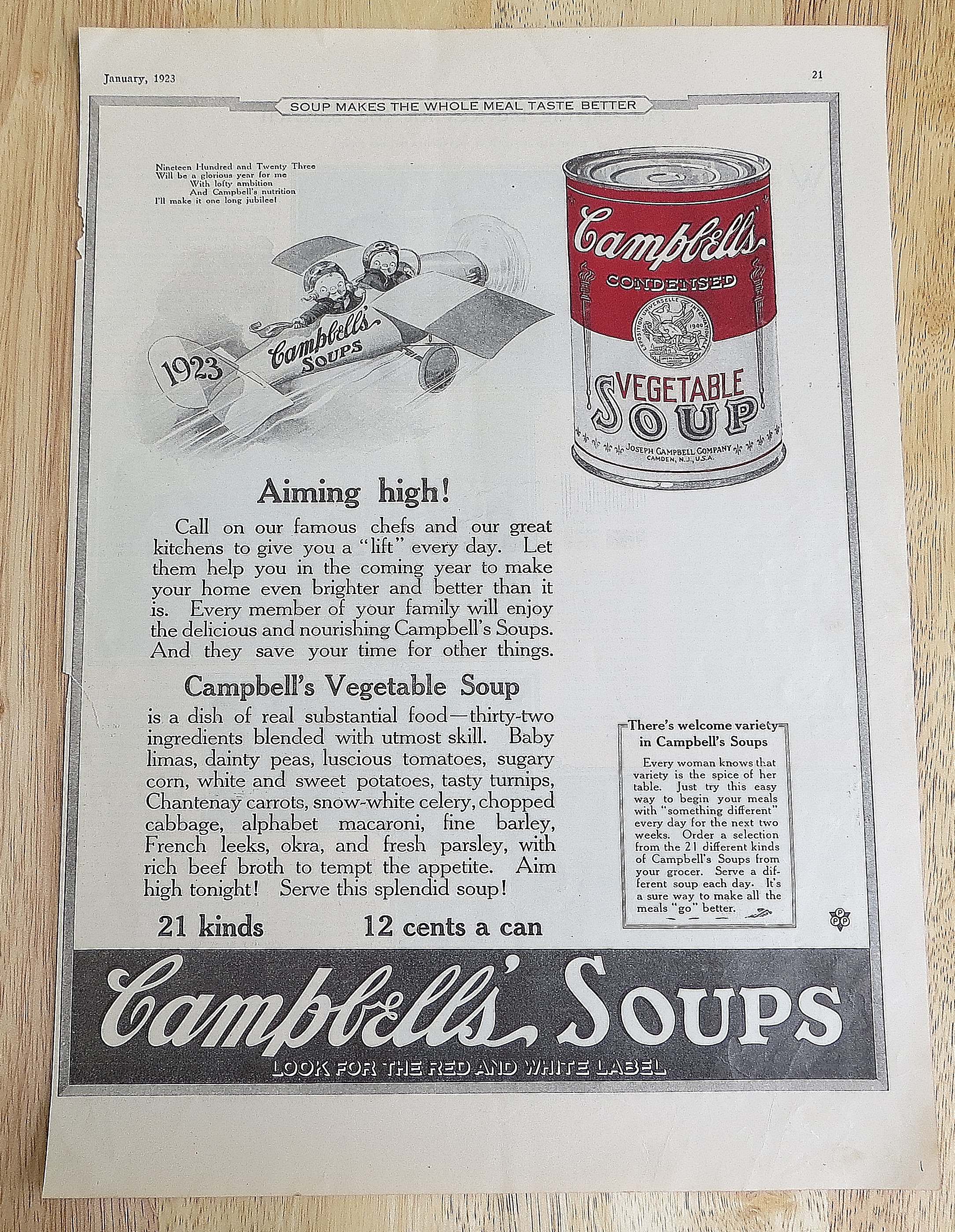 1923 Campbell's Vegetable Soup