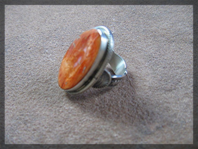 Ring Orange Spiny Oyster Sterling Silver JOE TENORIO