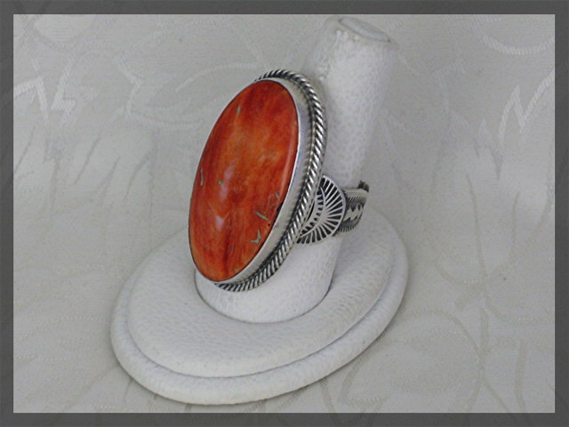 Ring Orange Spiny Oyster Sterling Silver JOE TENORIO