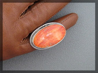 Ring Orange Spiny Oyster Sterling Silver JOE TENORIO