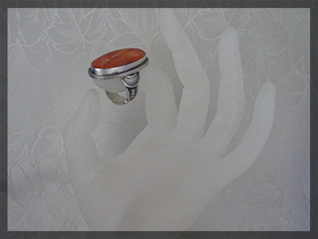 Ring Orange Spiny Oyster Sterling Silver JOE TENORIO