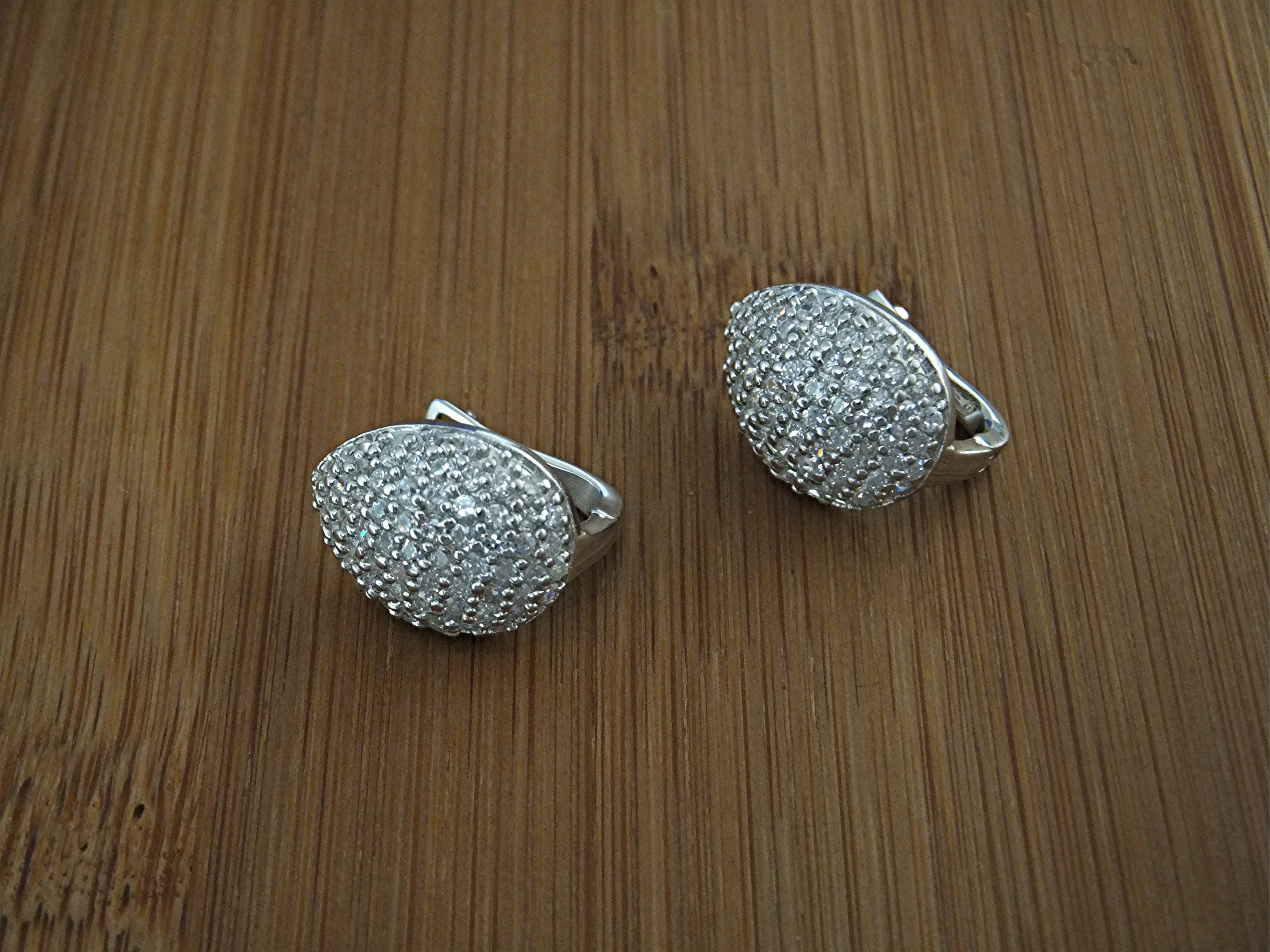 Earrings Sterling Silver CZ Pear Shaped Post Clip