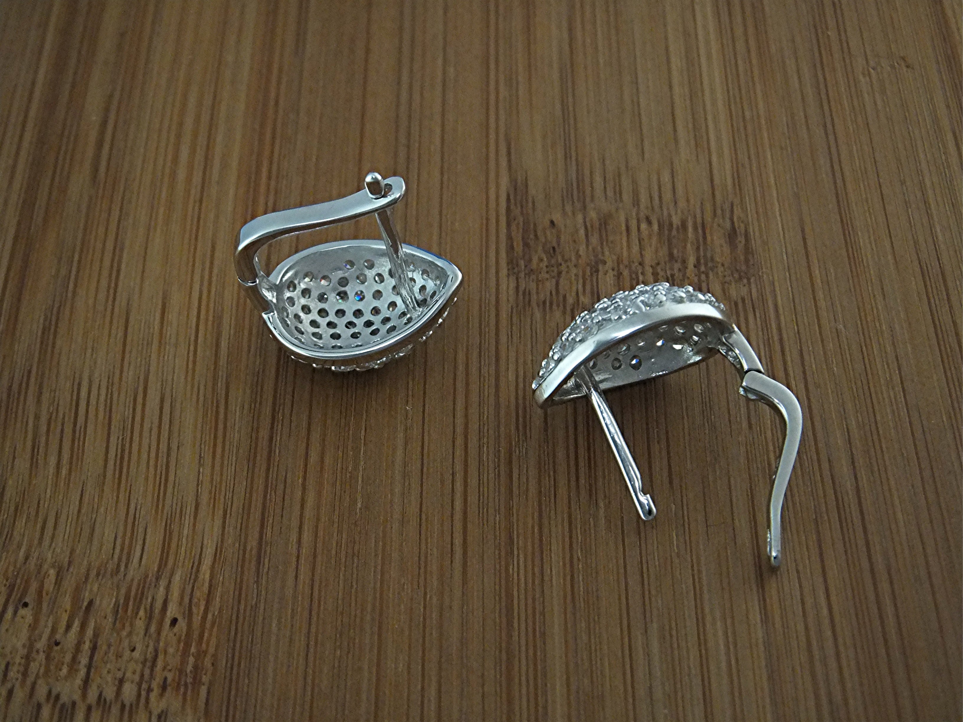 Earrings Sterling Silver CZ Pear Shaped Post Clip