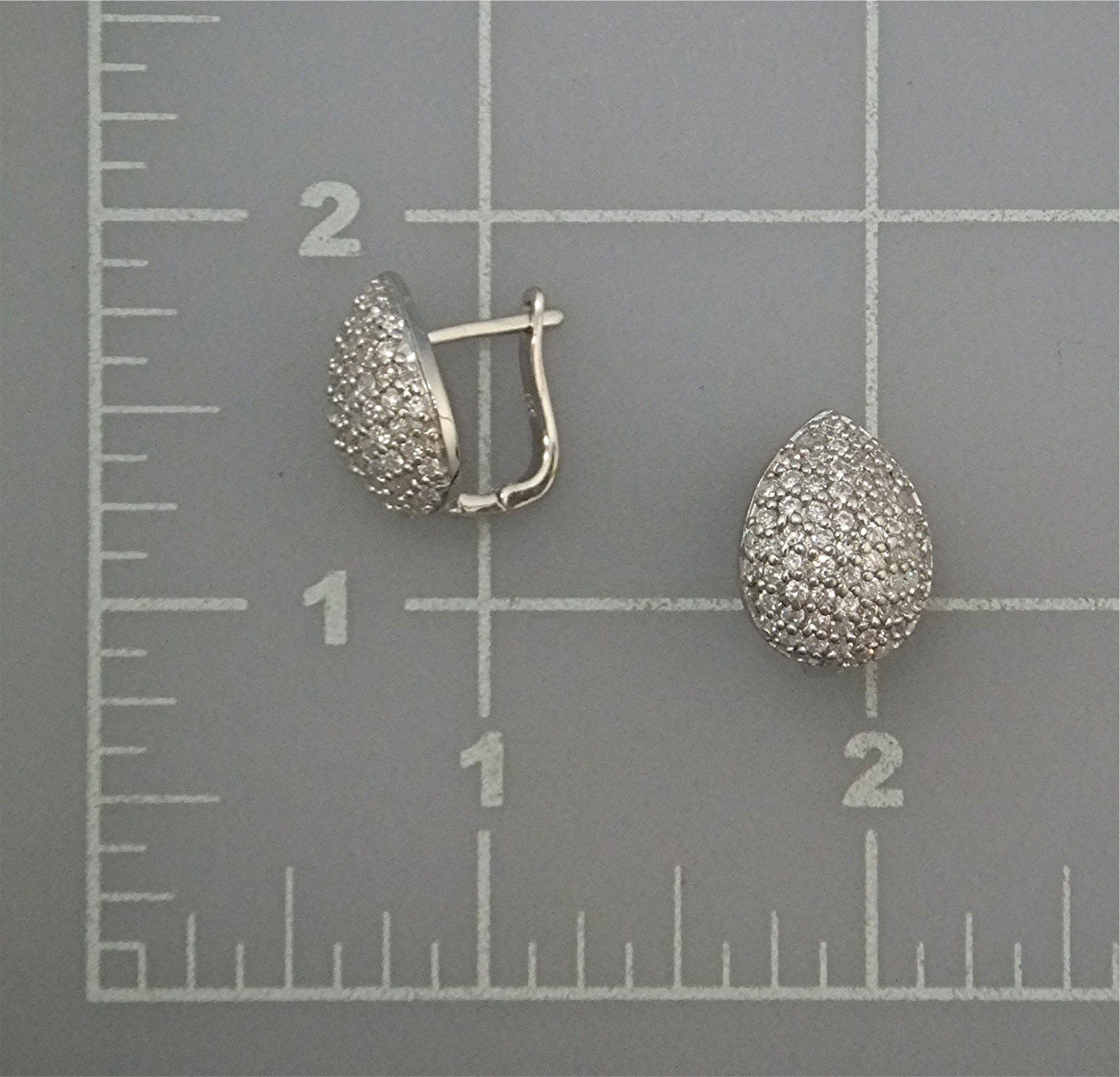 Earrings Sterling Silver CZ Pear Shaped Post Clip