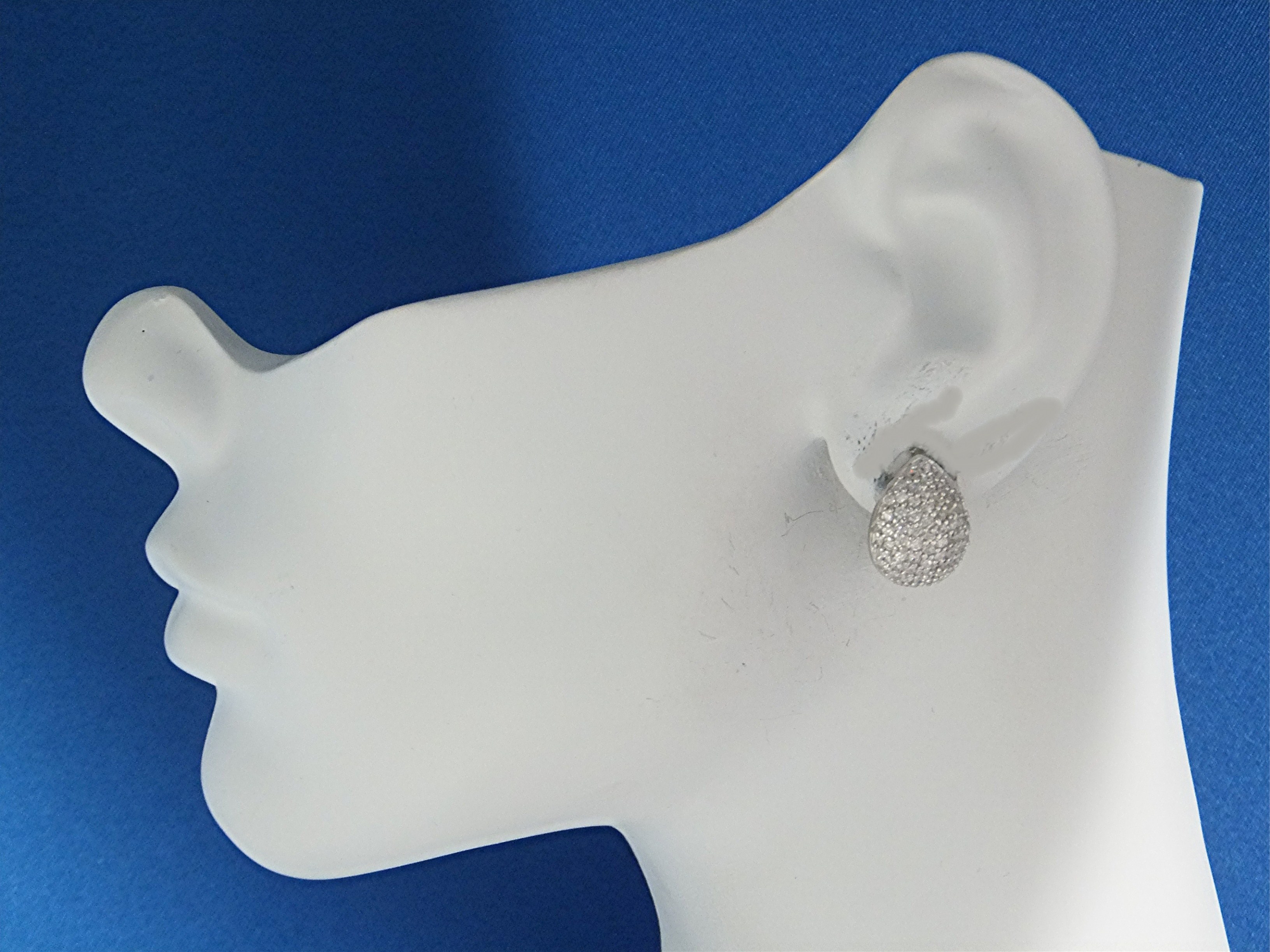 Earrings Sterling Silver CZ Pear Shaped Post Clip
