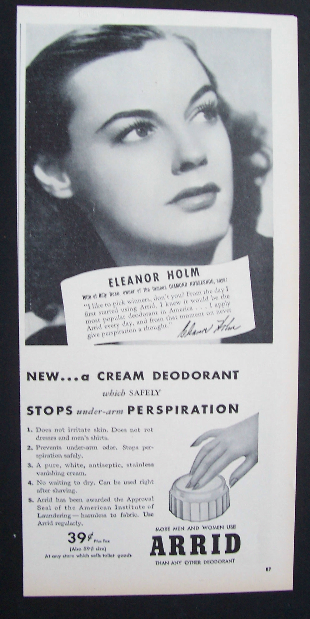 1945  Arrid  Deodorant  with  Eleanor  Holm