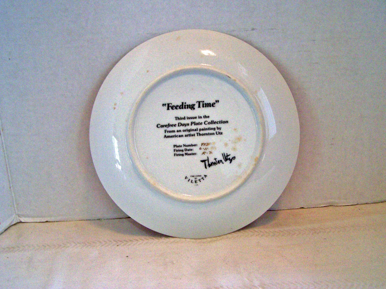 Feeding Time Decorator Plate w/ Cert. of Authenticity,