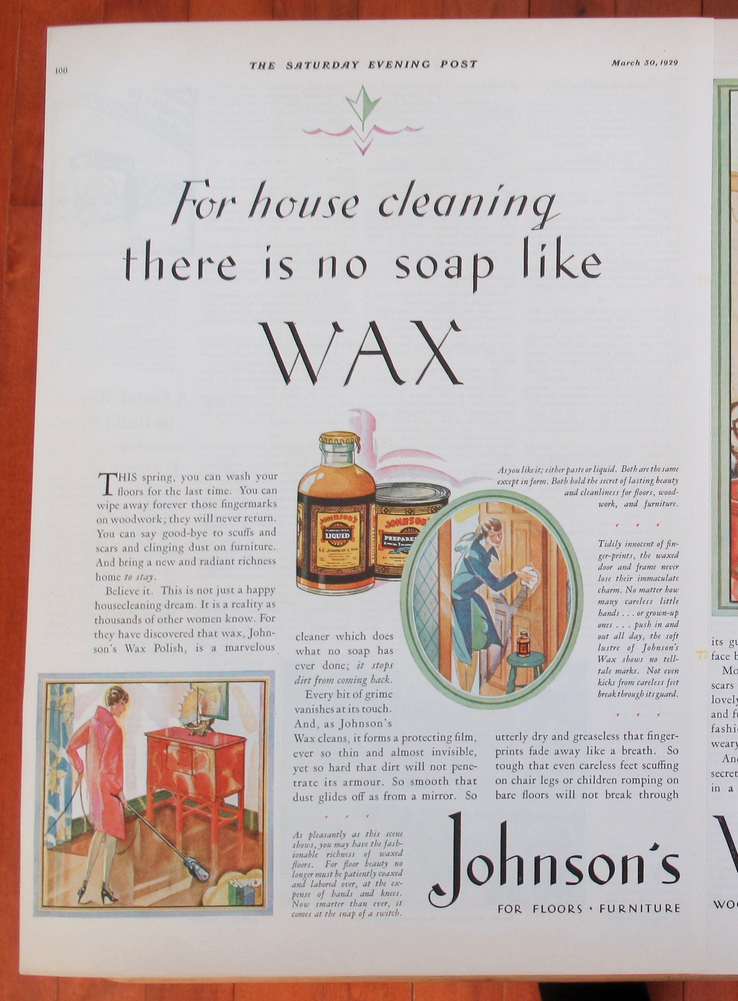 1929 Johnson's Wax Polish with Women Cleaning