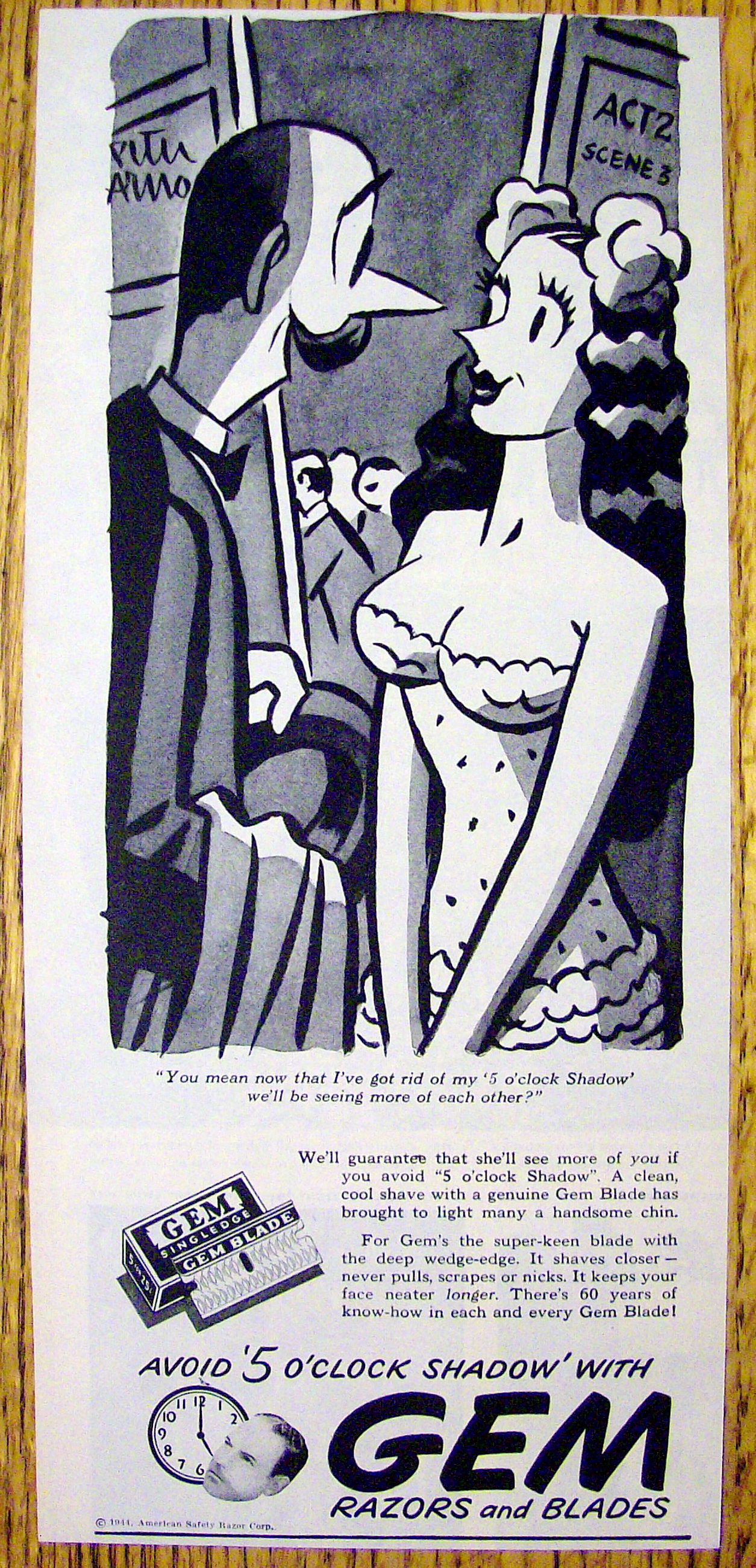 1944 Gem Razors and Blades with Man & Showgirl