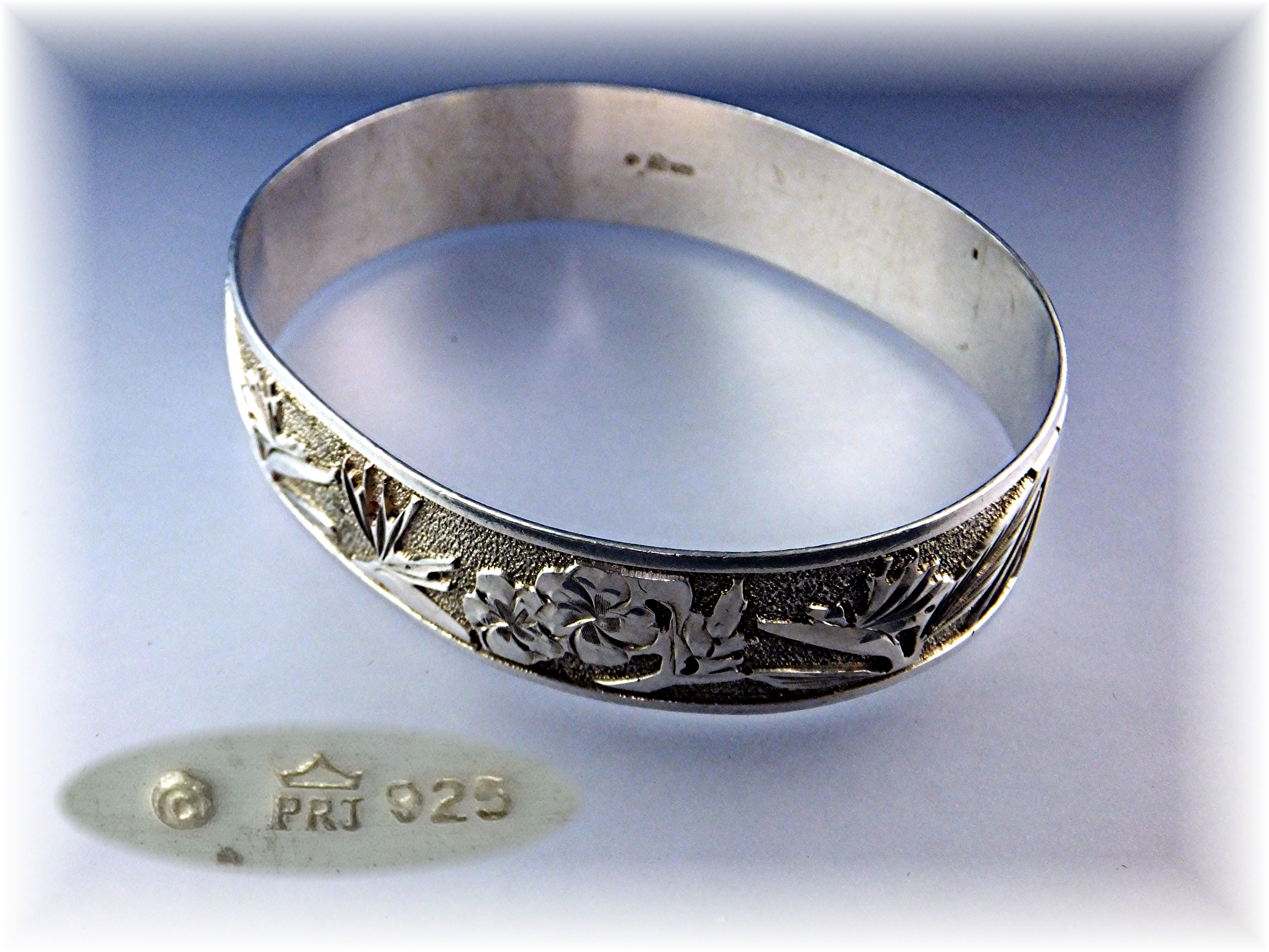 Sterling Silver Bird Of Paradise Hawaii Bangle