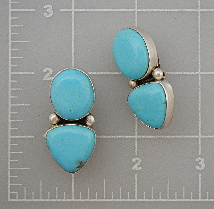 David Troutman  Sterling Silver  Turquoise Clip Earring