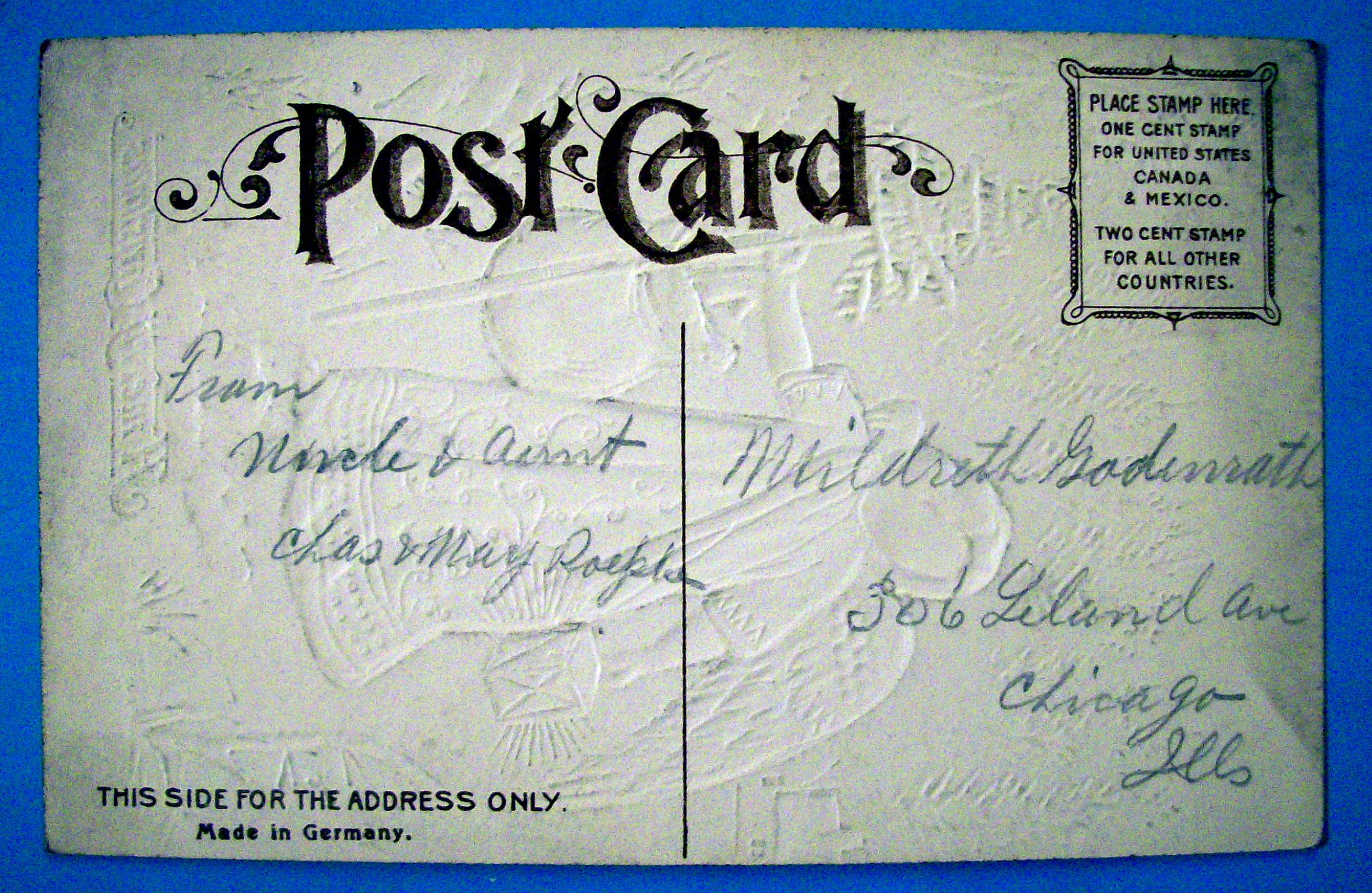 A Merry Christmas Postcard with Angel Walking-Embossed