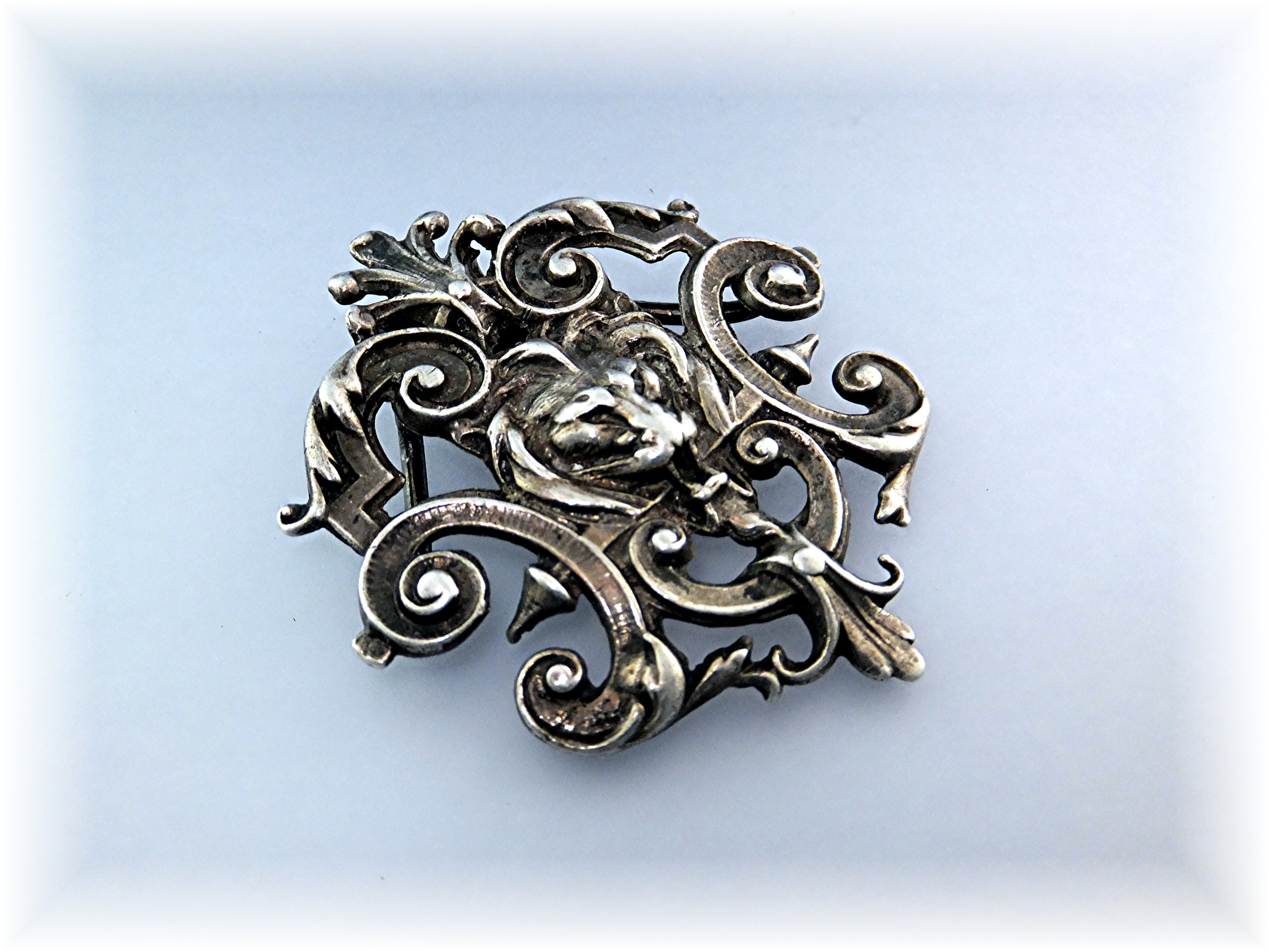 Pendant Sterling Silver Antique Scrolls Gargoyle