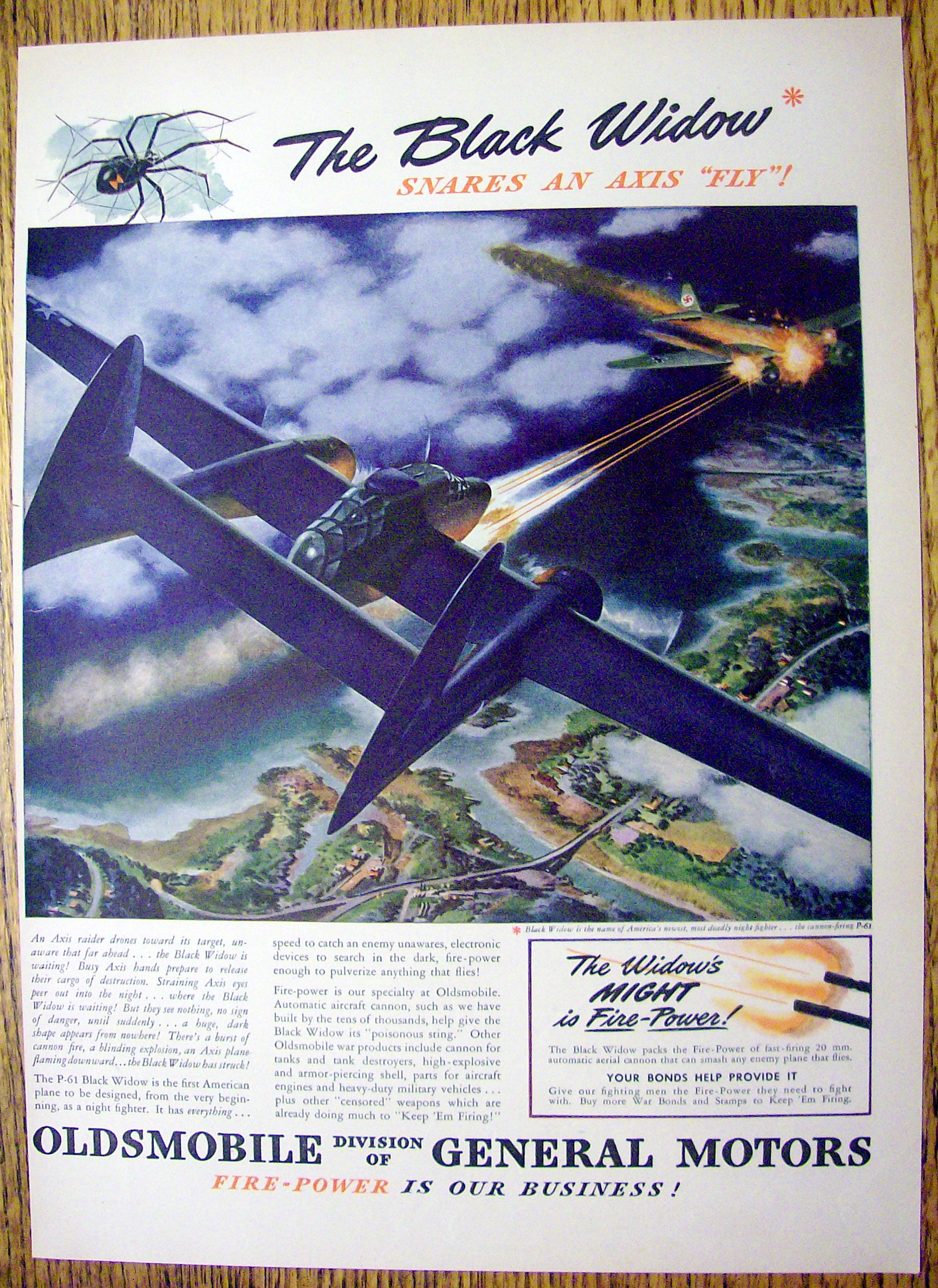 1944 Oldsmobile Black Widow with the Cannon Firing P-61