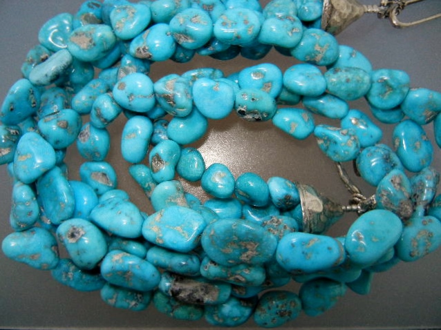 New Lander Turquoise Sterling Silver 4 Strand Necklace