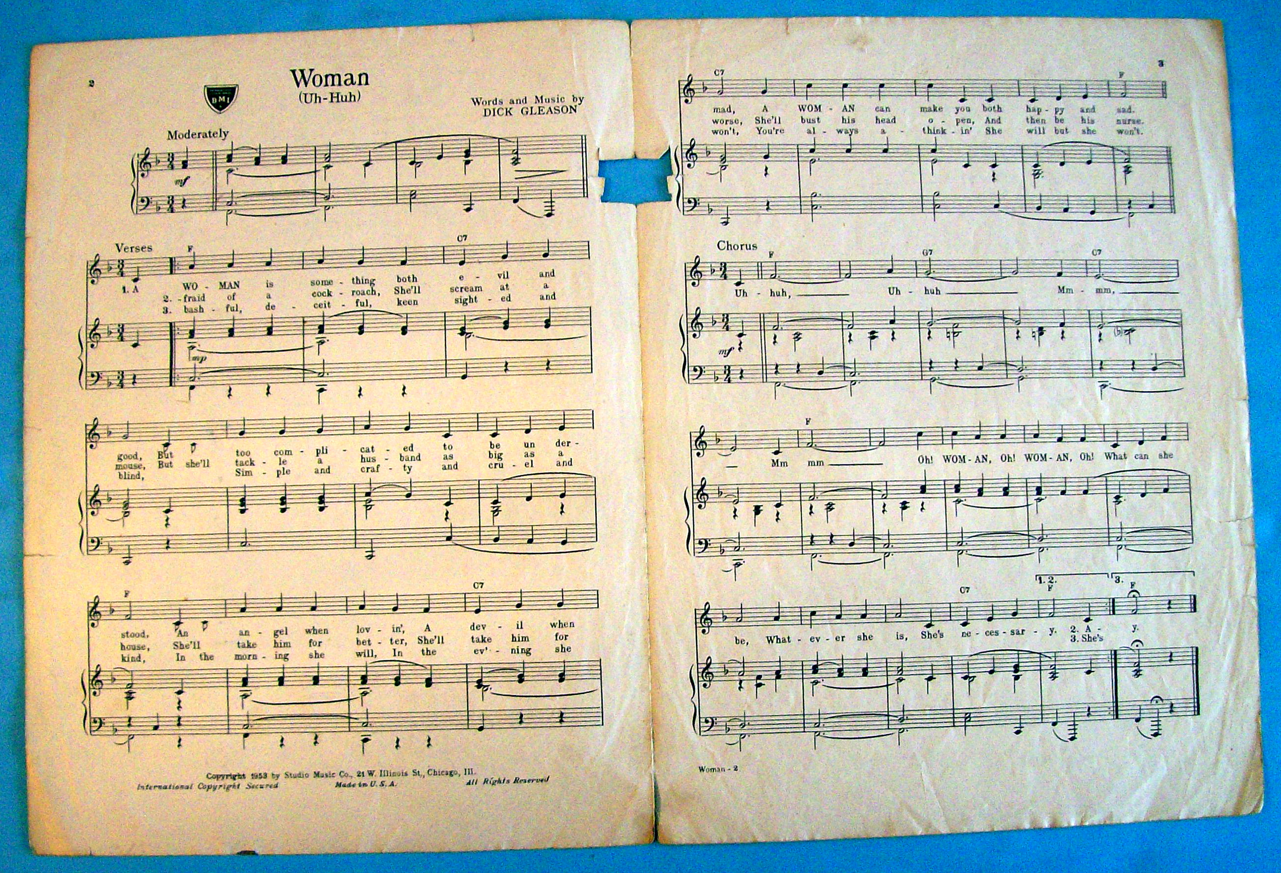 Sheet Music For 1953 Woman