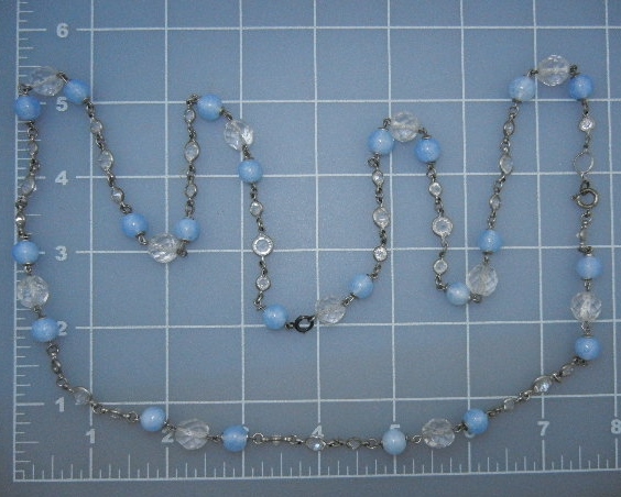 Crystal Silver Glass Beads Necklace