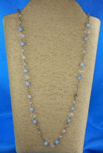 Crystal Silver Glass Beads Necklace