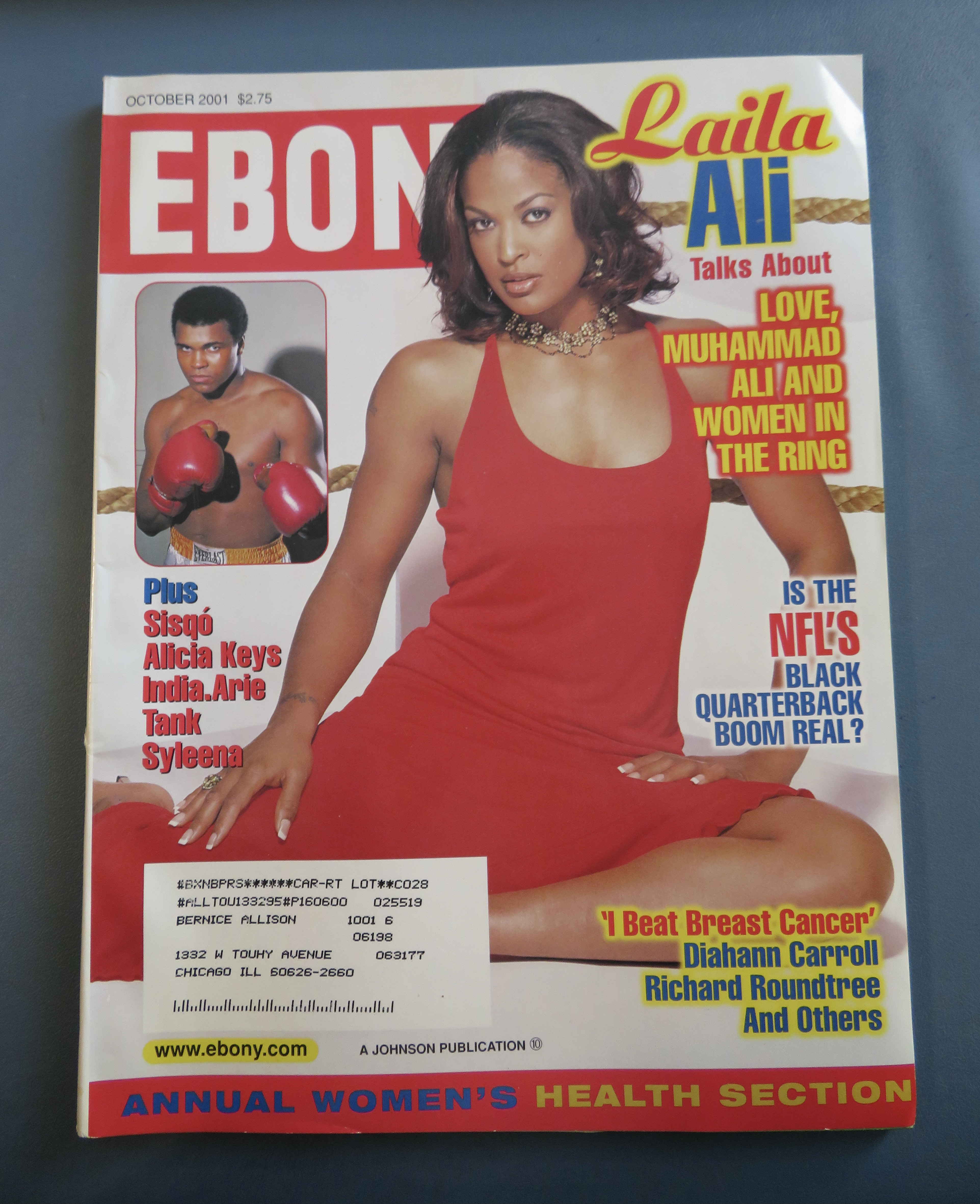 Ebony Magazine October 2001 Laila Ali (Muhammad Ali)