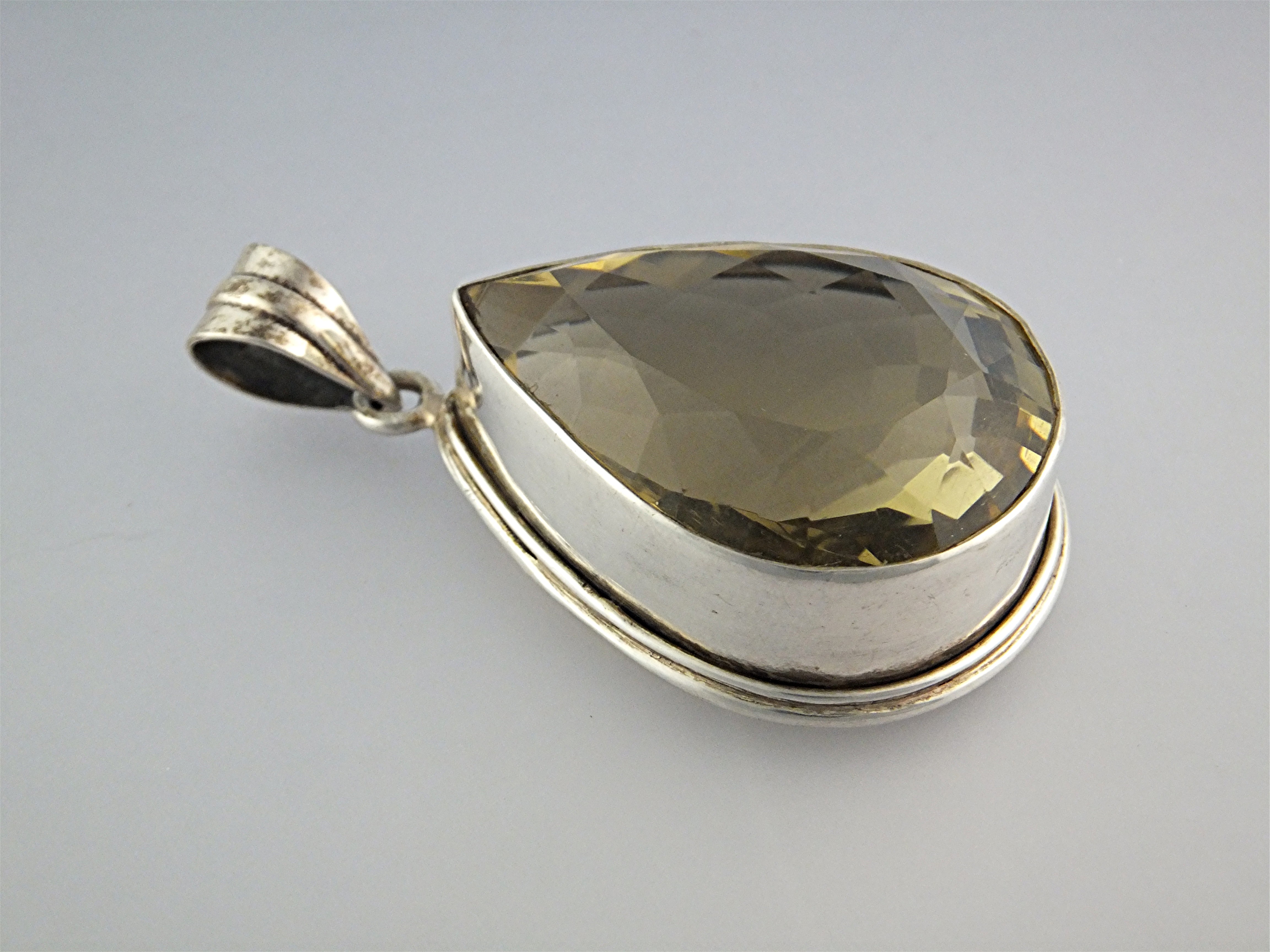 Pendant Sterling Silver Huge Lemon Citrrine Teardrop
