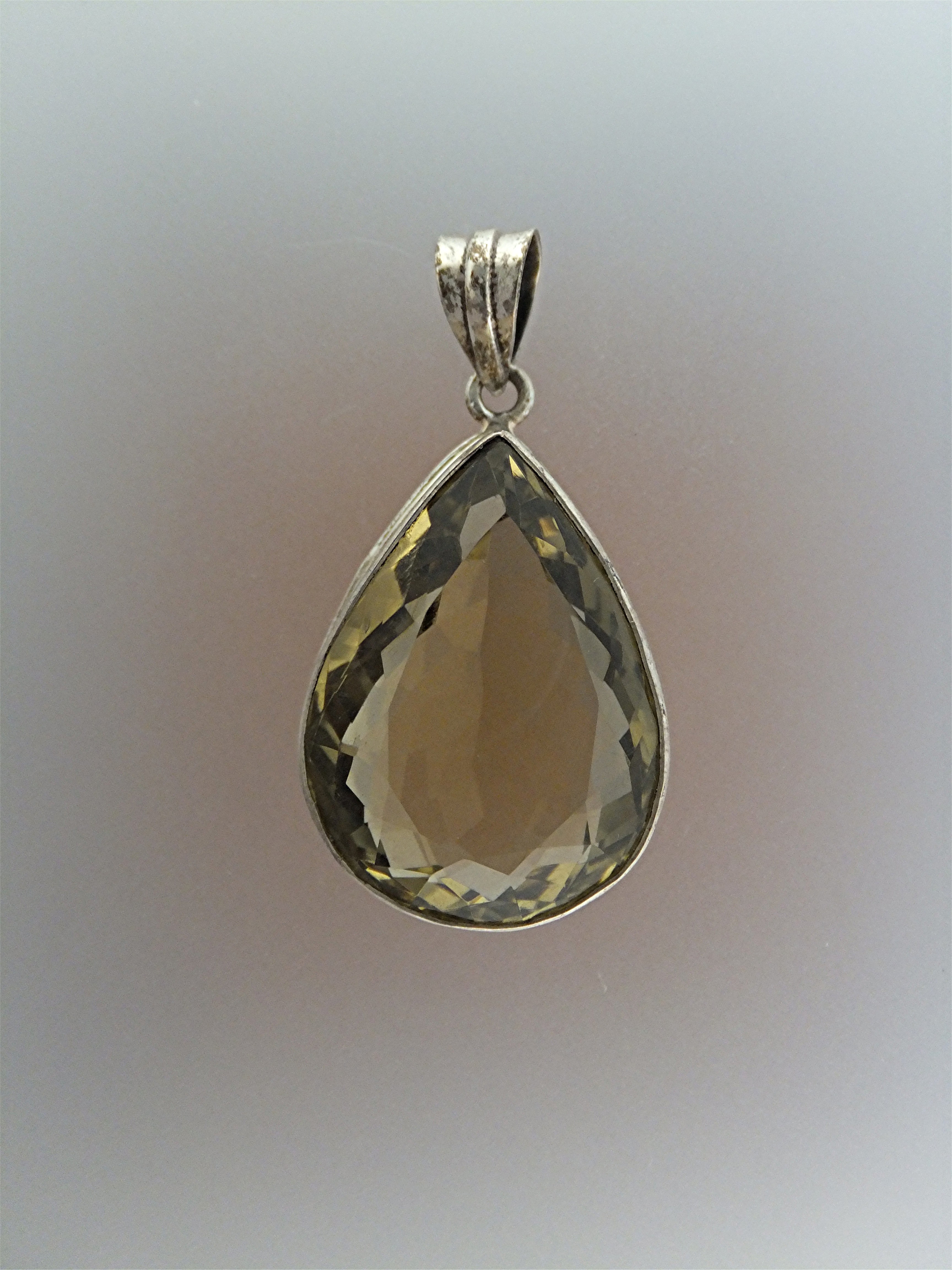 Pendant Sterling Silver Huge Lemon Citrrine Teardrop