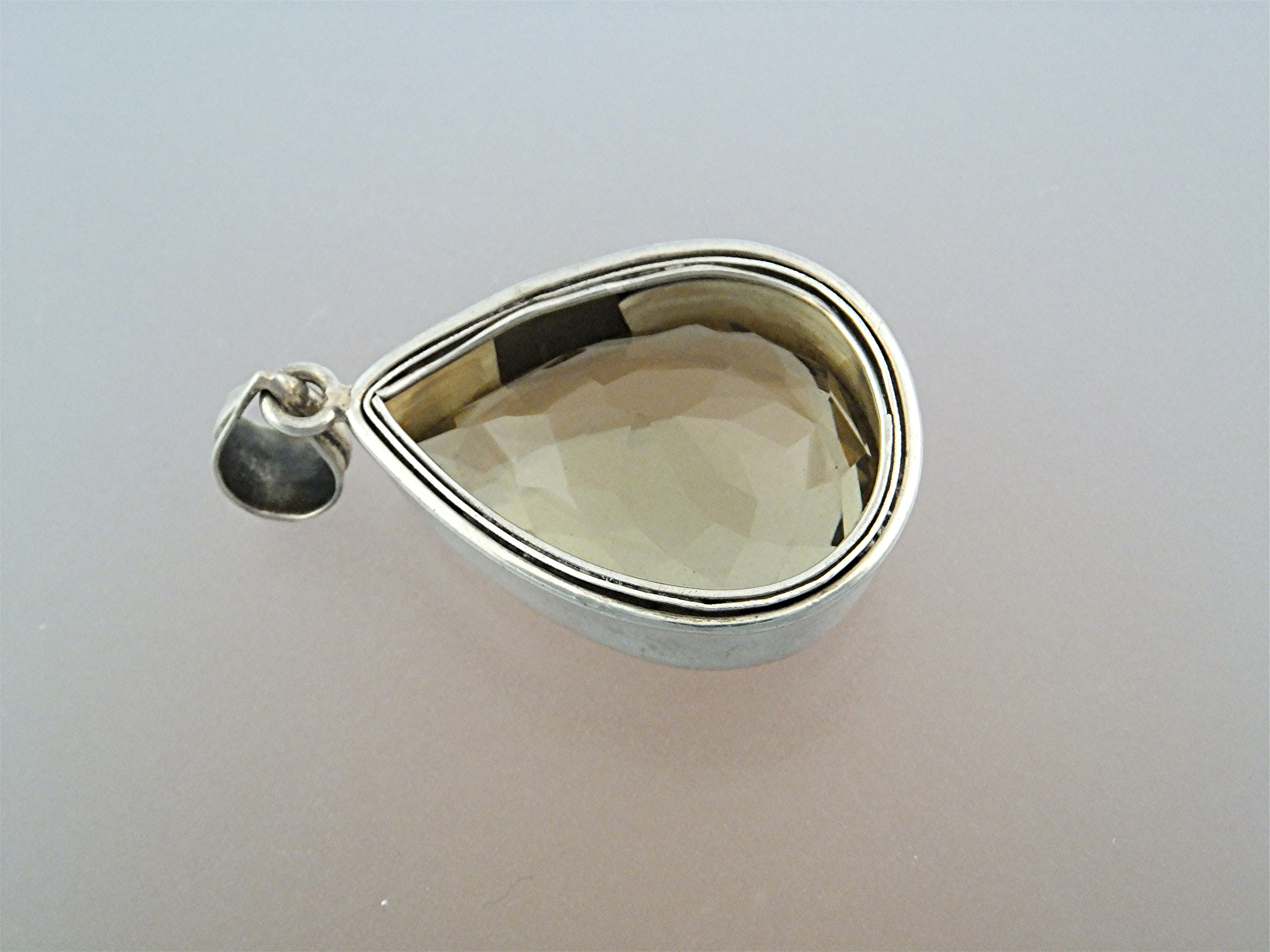 Pendant Sterling Silver Huge Lemon Citrrine Teardrop