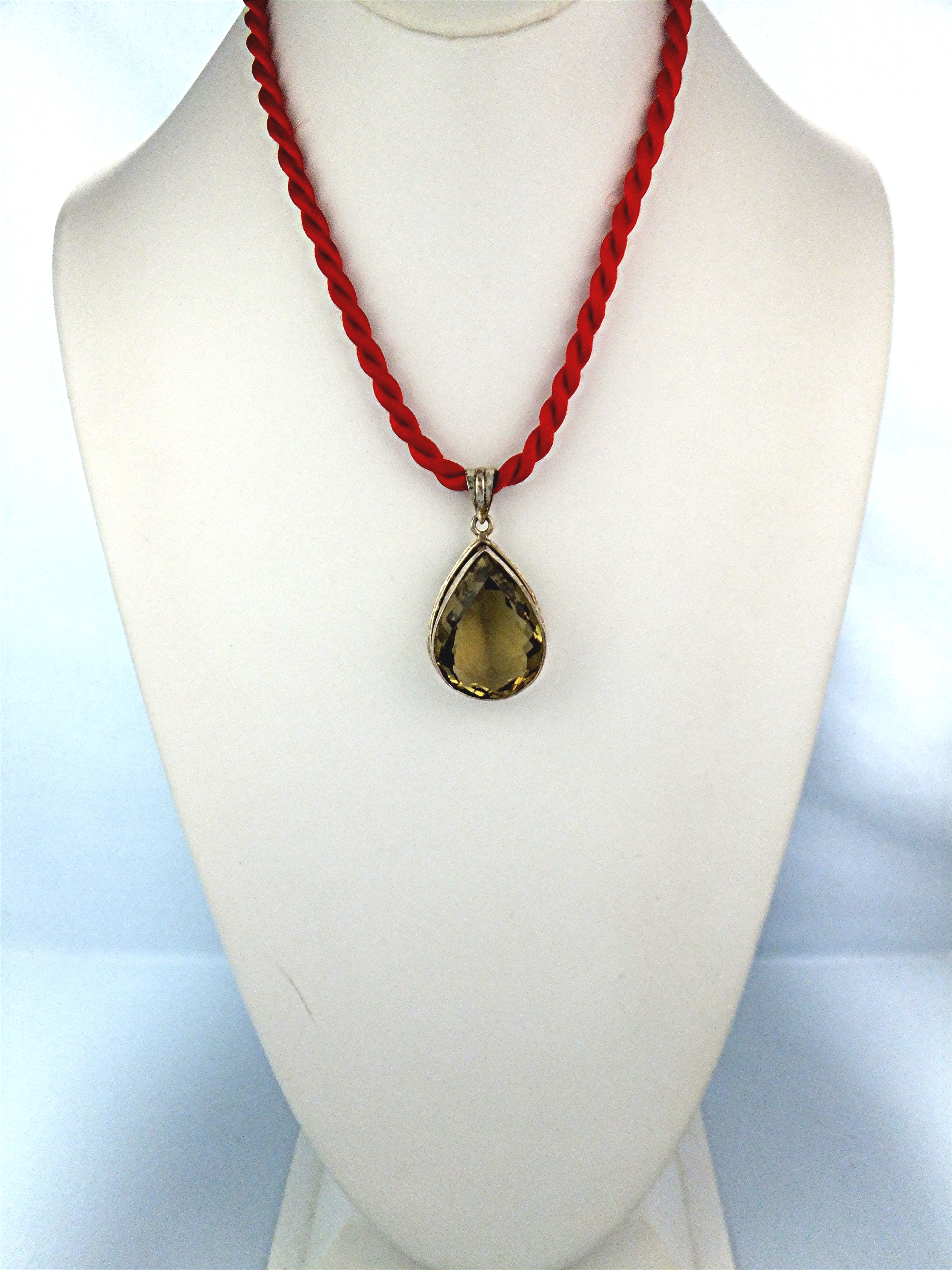 Pendant Sterling Silver Huge Lemon Citrrine Teardrop