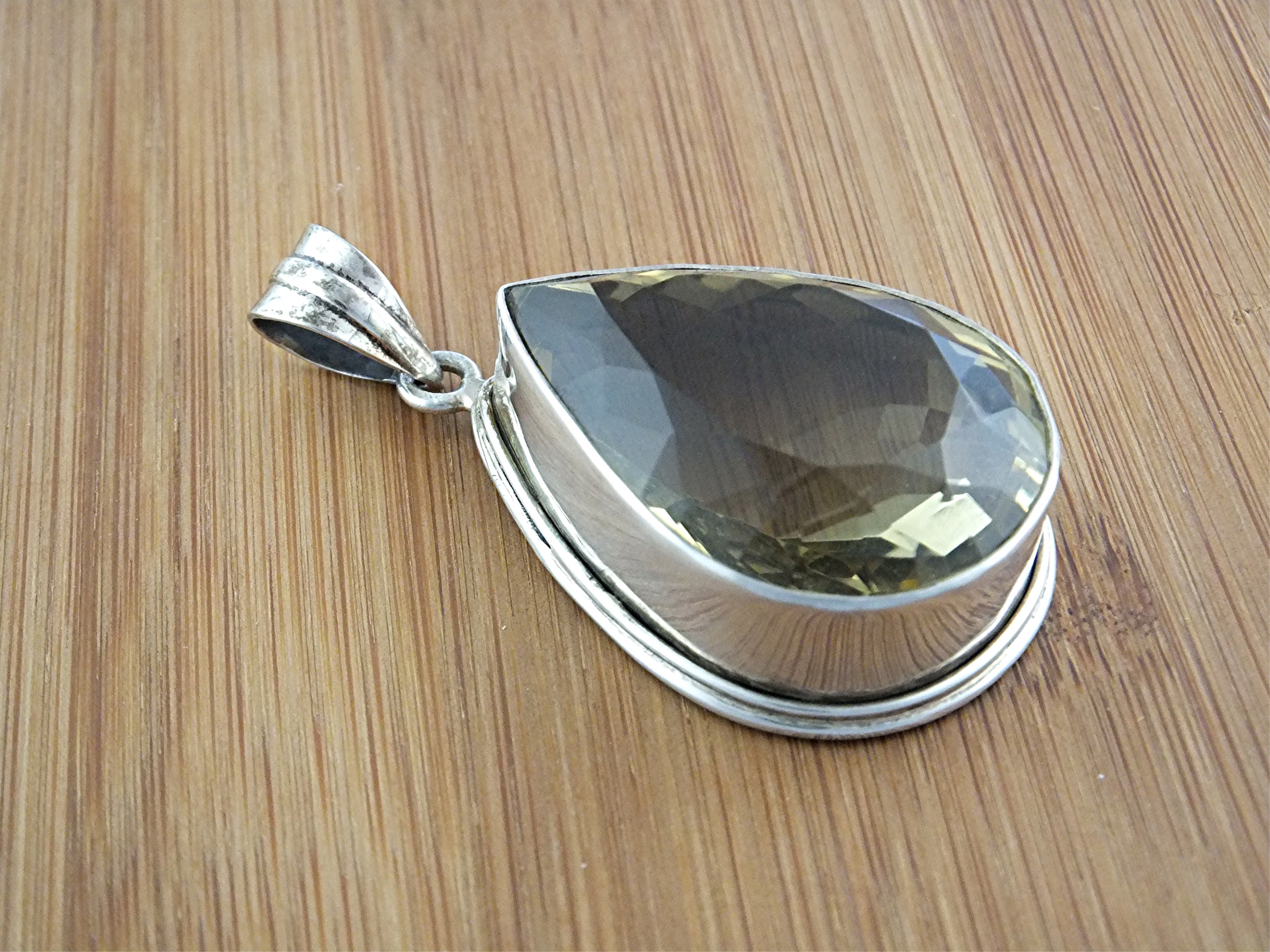Pendant Sterling Silver Huge Lemon Citrrine Teardrop