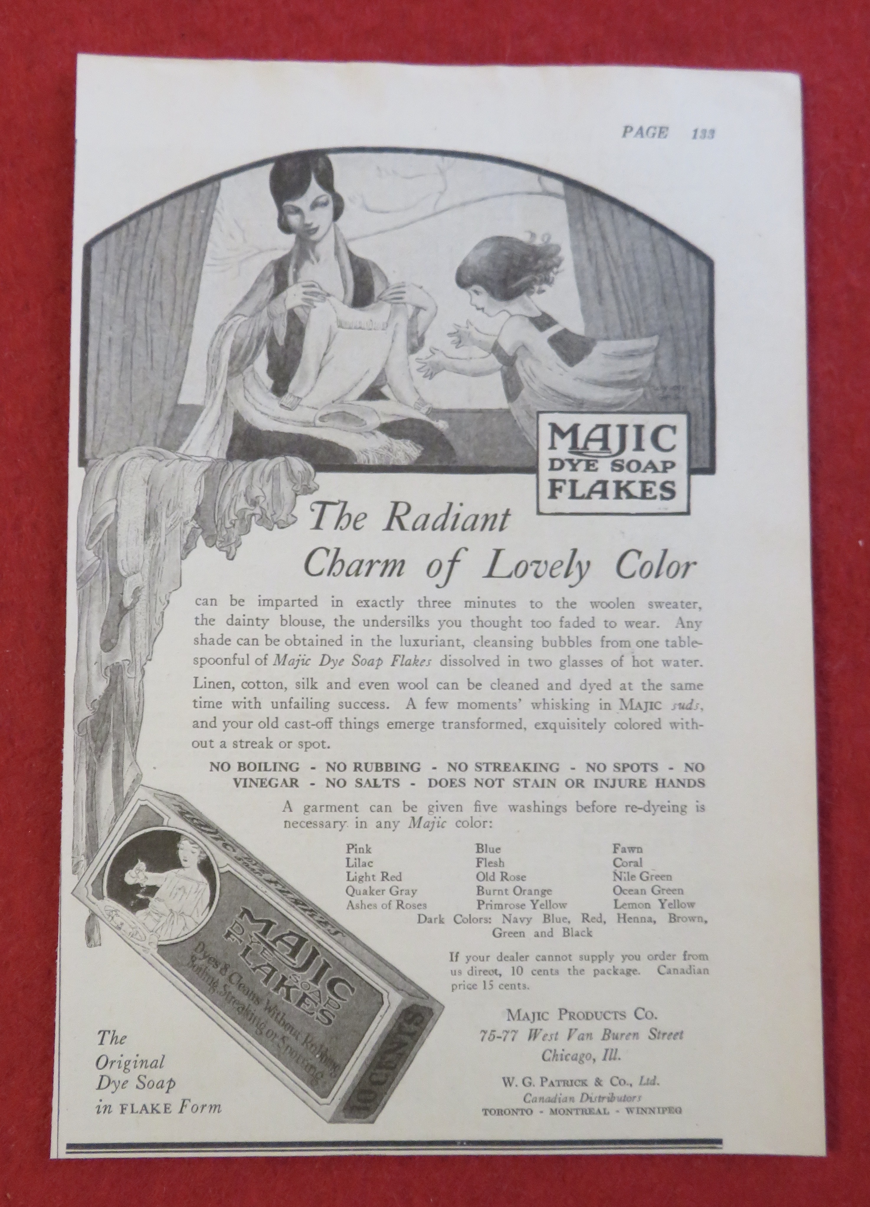 1920 Majic Dye Soap Flakes with Woman Folding Clothes
