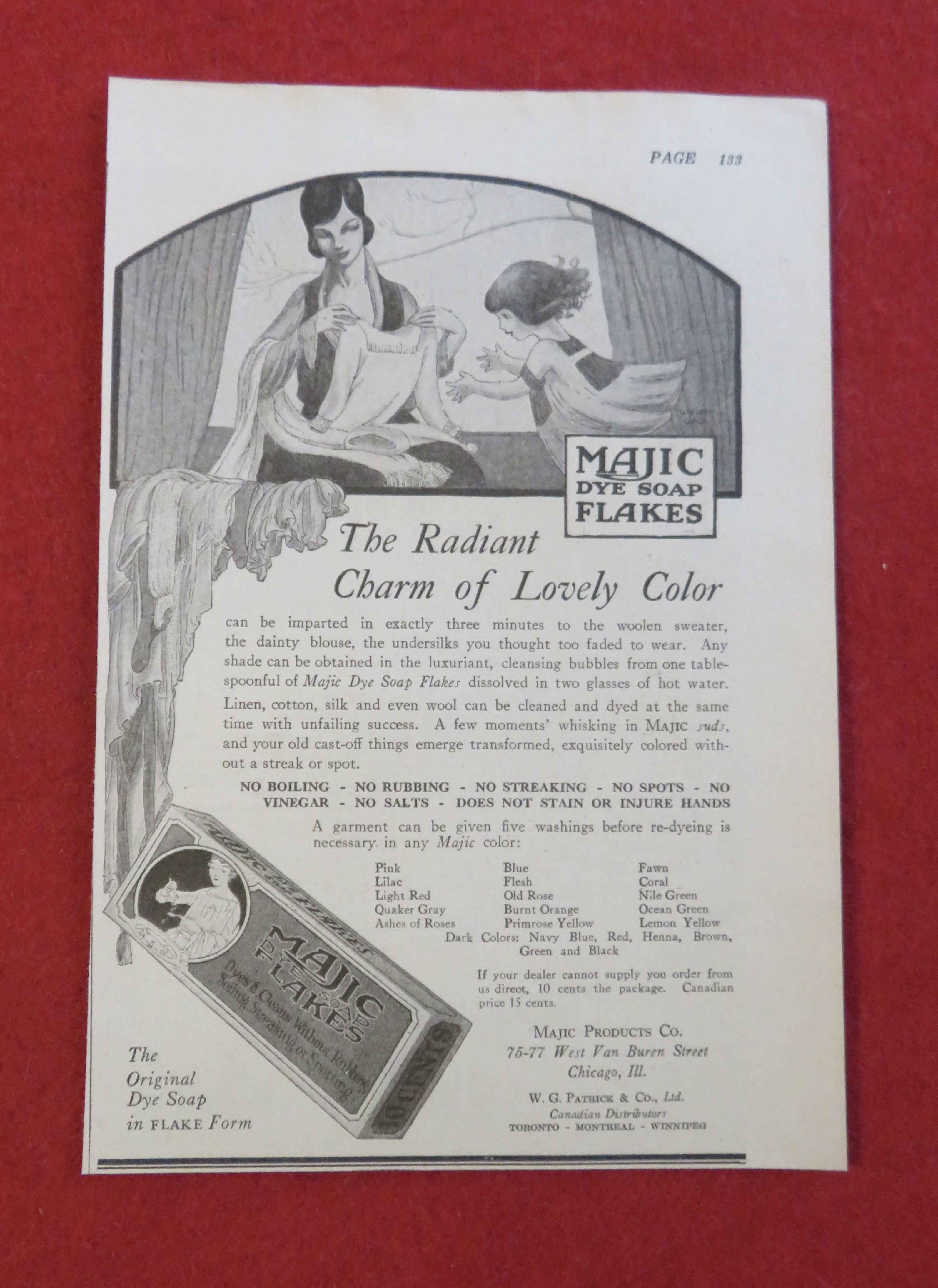 1920 Majic Dye Soap Flakes with Woman Folding Clothes