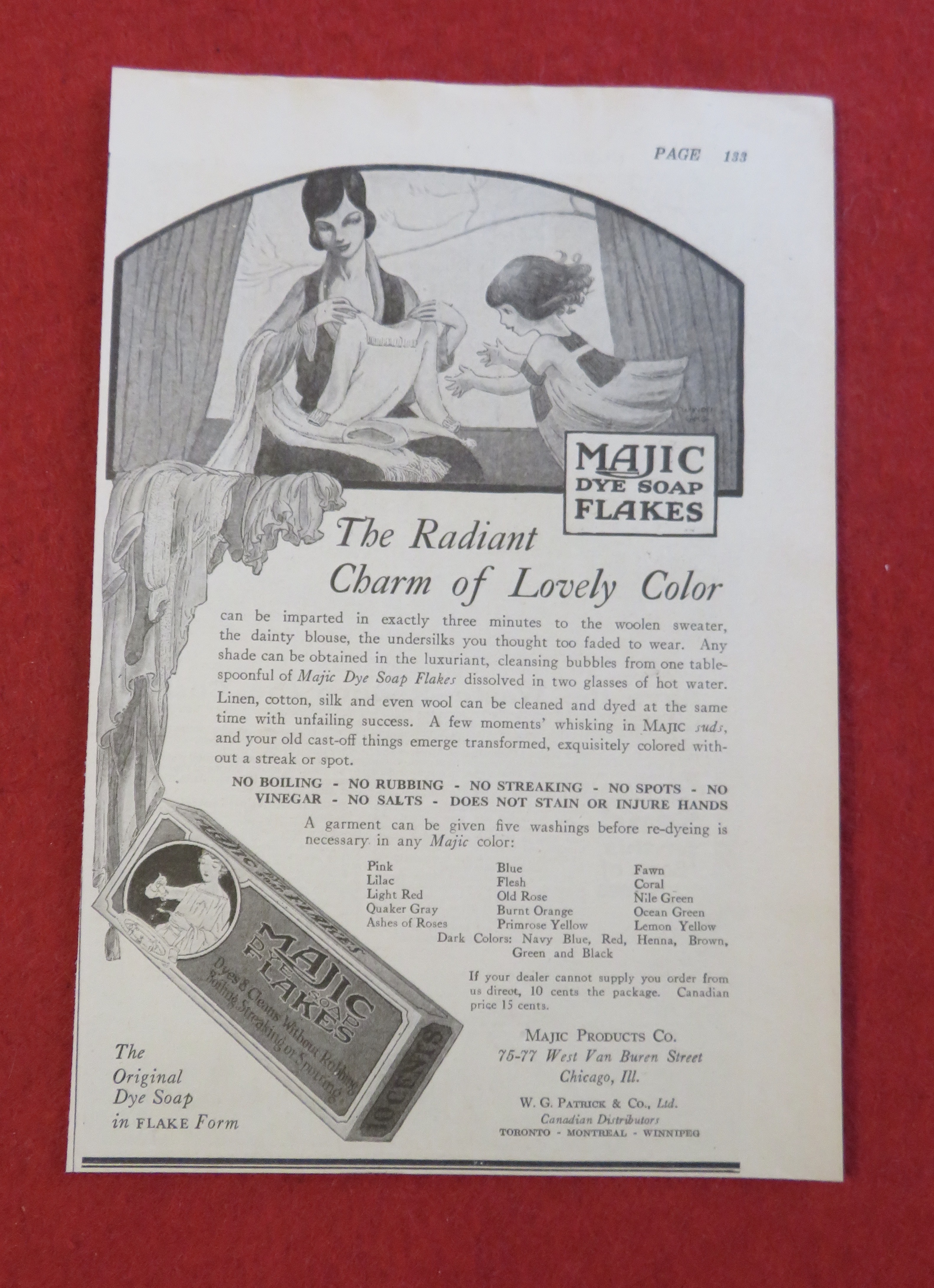 1920 Majic Dye Soap Flakes with Woman Folding Clothes