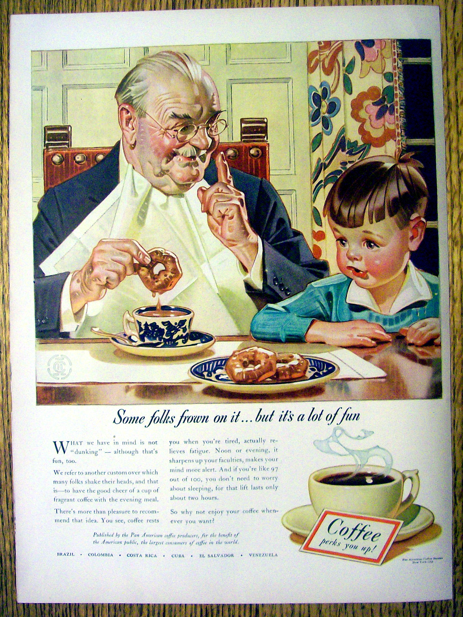 1940 Coffee Ad w/Boy Watching Man by Leyendecker