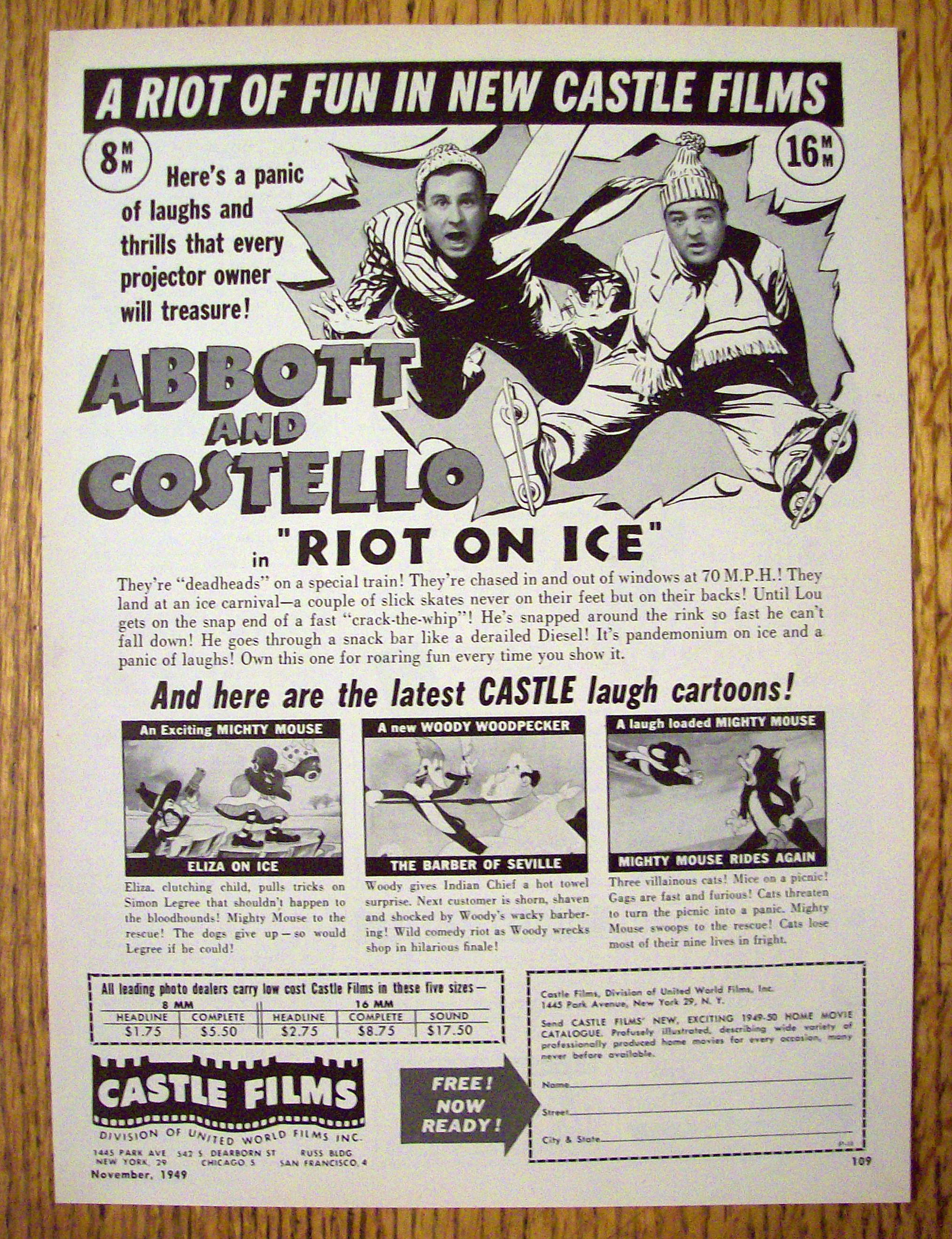1949 Castle Films (Riot On Ice) with Abbott & Costello