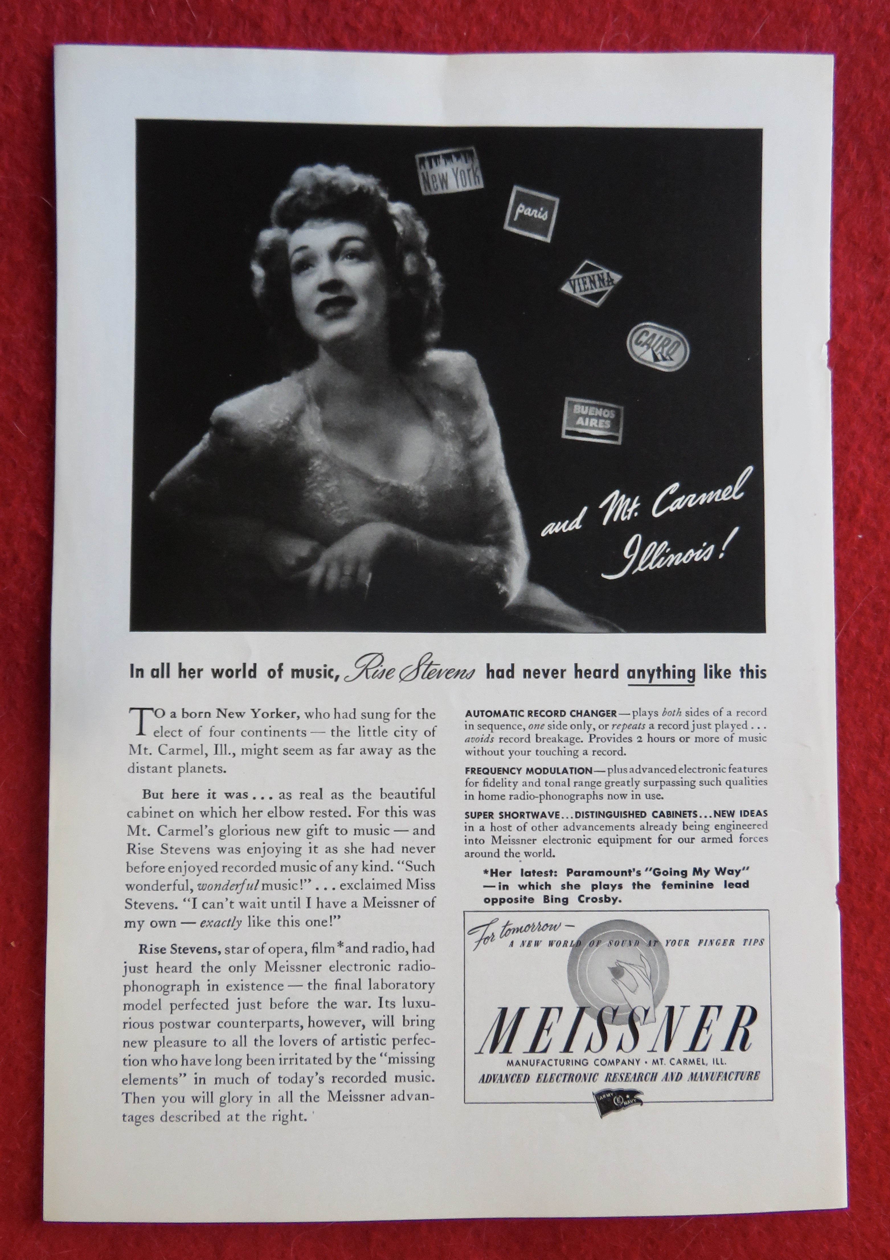 1944 Meissner Electronic Radio with Rise Stevens