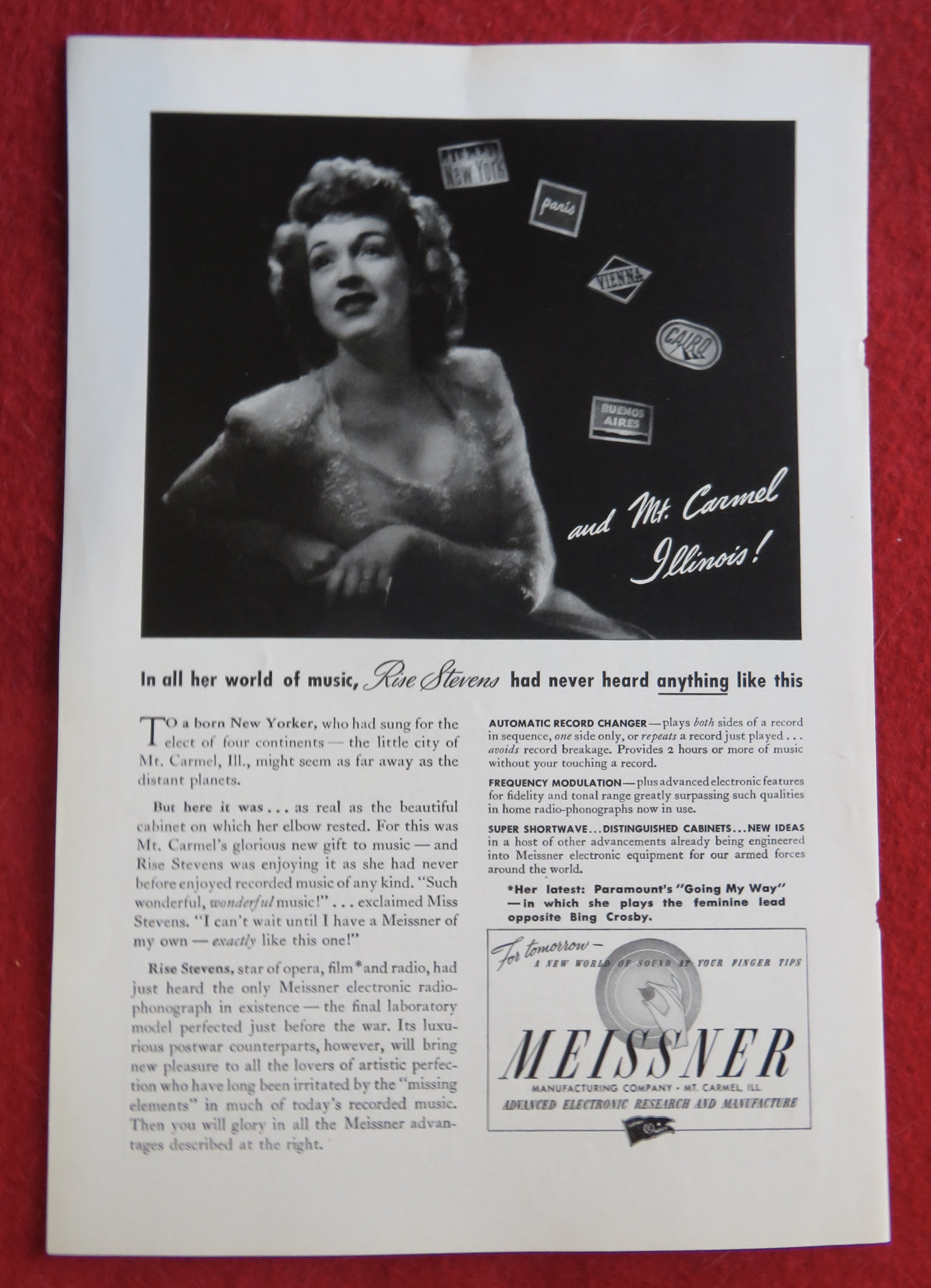 1944 Meissner Electronic Radio with Rise Stevens